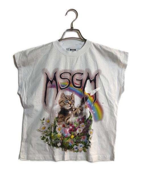 MSGM エムエスジーエム 新品 ネコプリント Tシャツ XS ホワイト | nate