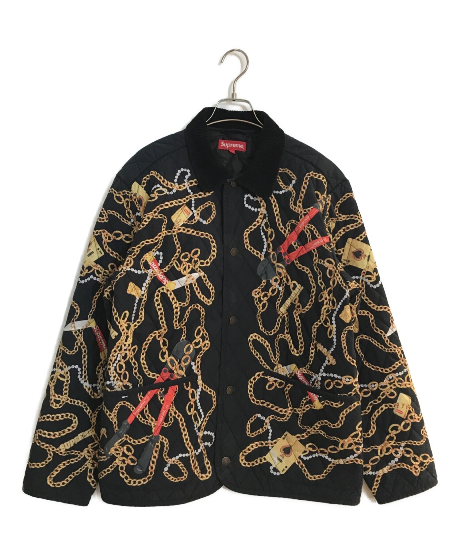 SUPREME (シュプリーム) Chains Quilted Jacket/チェーンキルティングジャケット ブラック サイズ:M