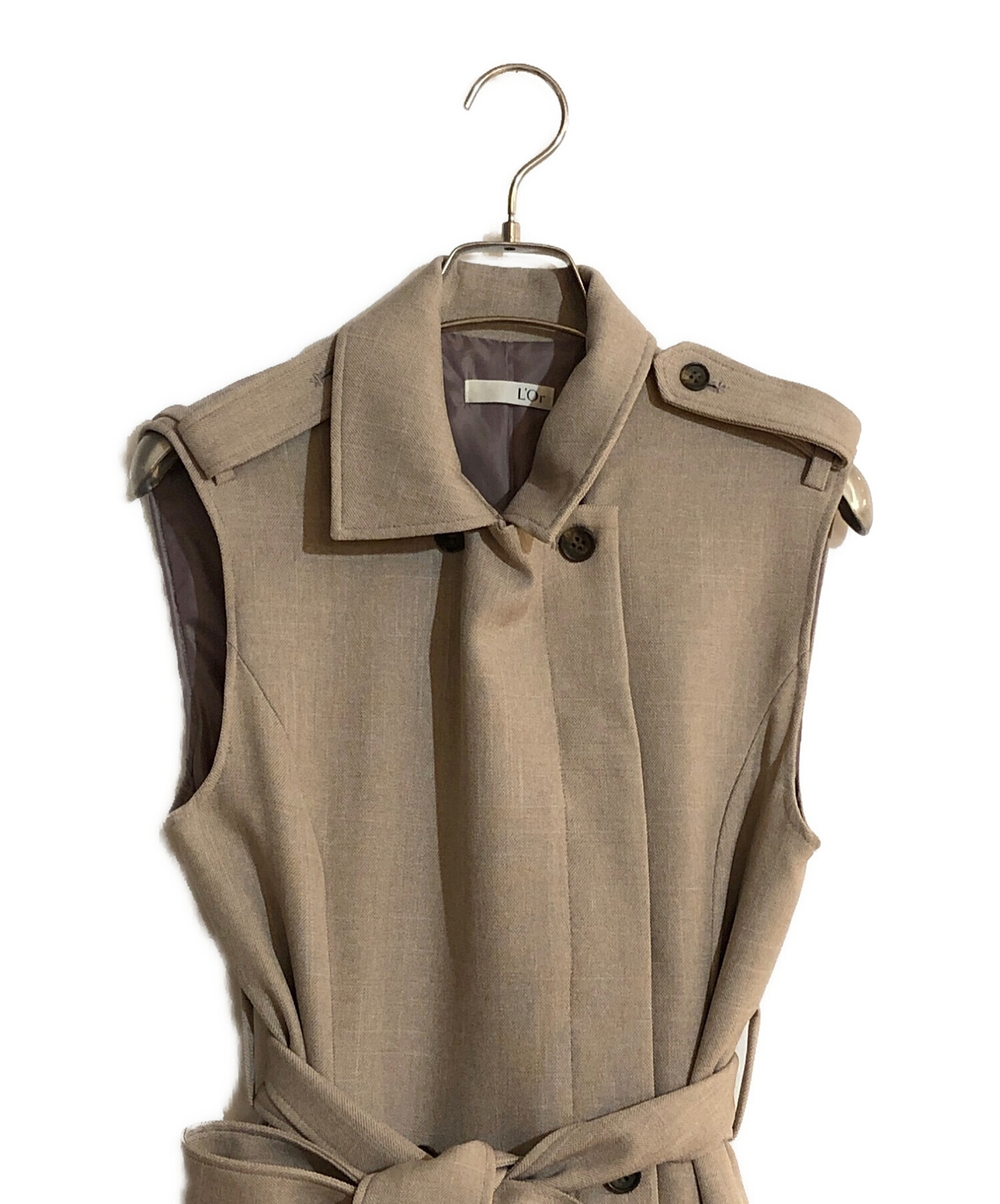 Sleeveless coat dress / L’Or  Brown