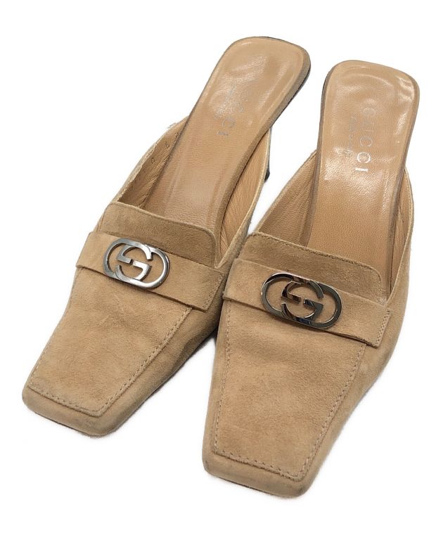 中古・古着通販】GUCCI (グッチ) GGマークスクエアパンプス ベージュ 
