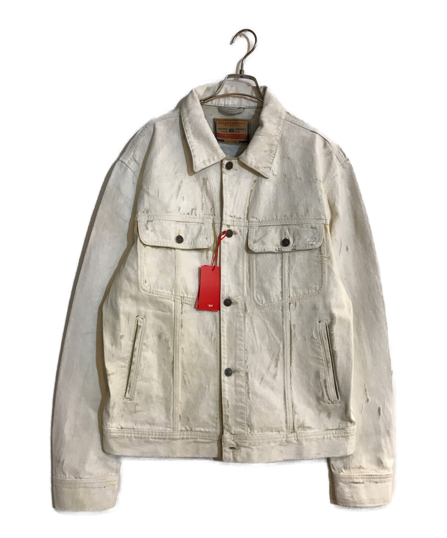 DIESEL (ディーゼル) ペイント加工デニムジャケット ホワイト サイズ:XL