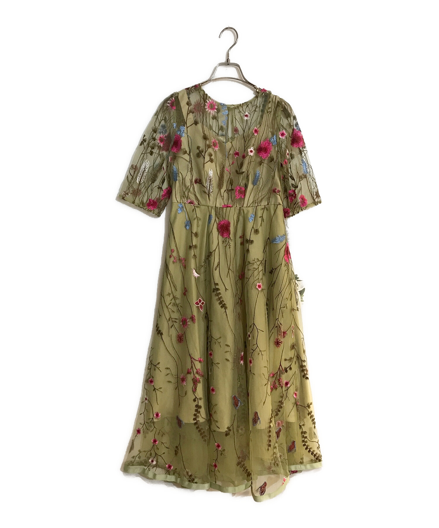 美品⭐️niana ヴィンテージ風フラワー刺繍レースミモレ丈フレア