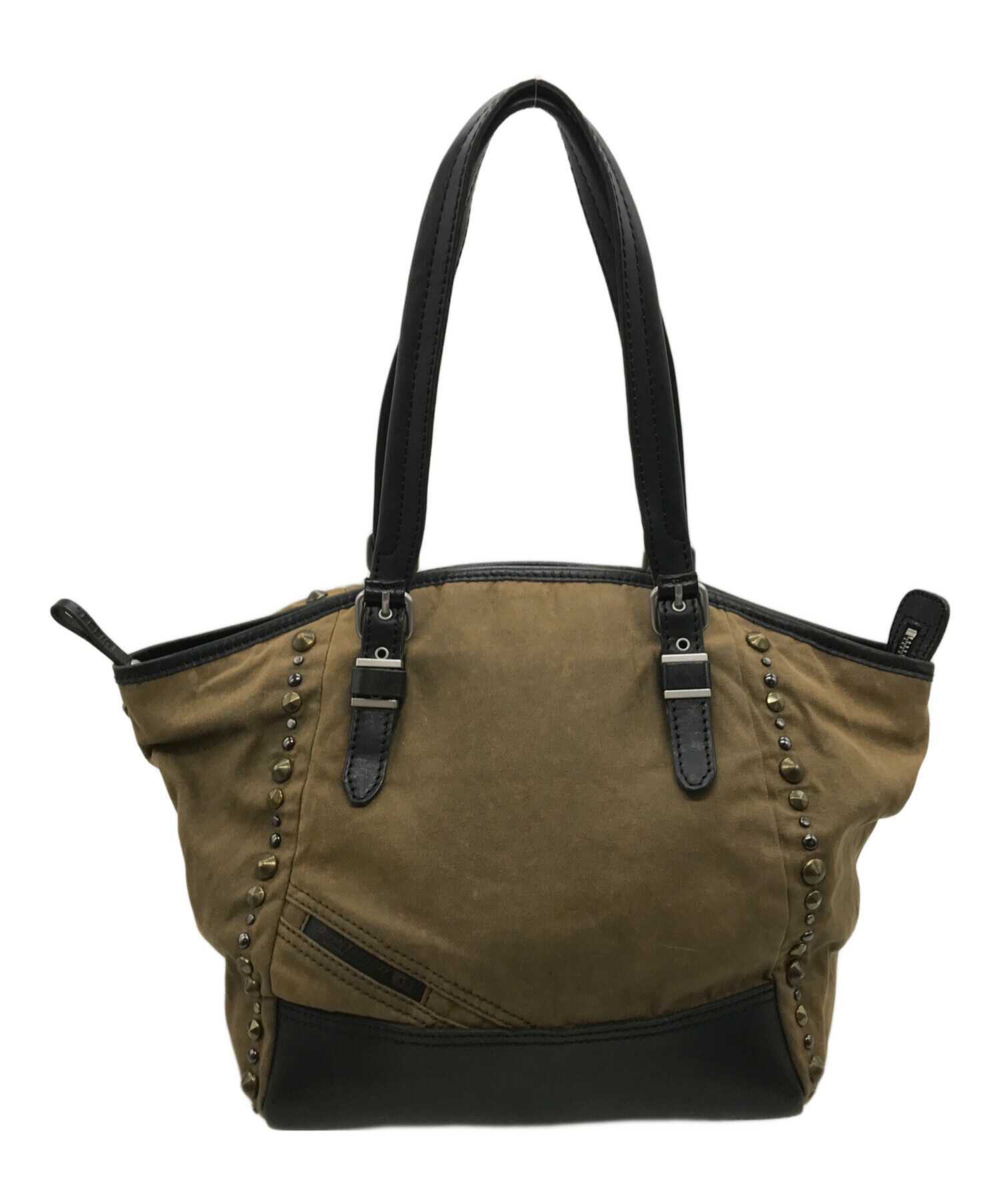 中古・古着通販】DIESEL (ディーゼル) スタッズハンドバッグ ブラウン 