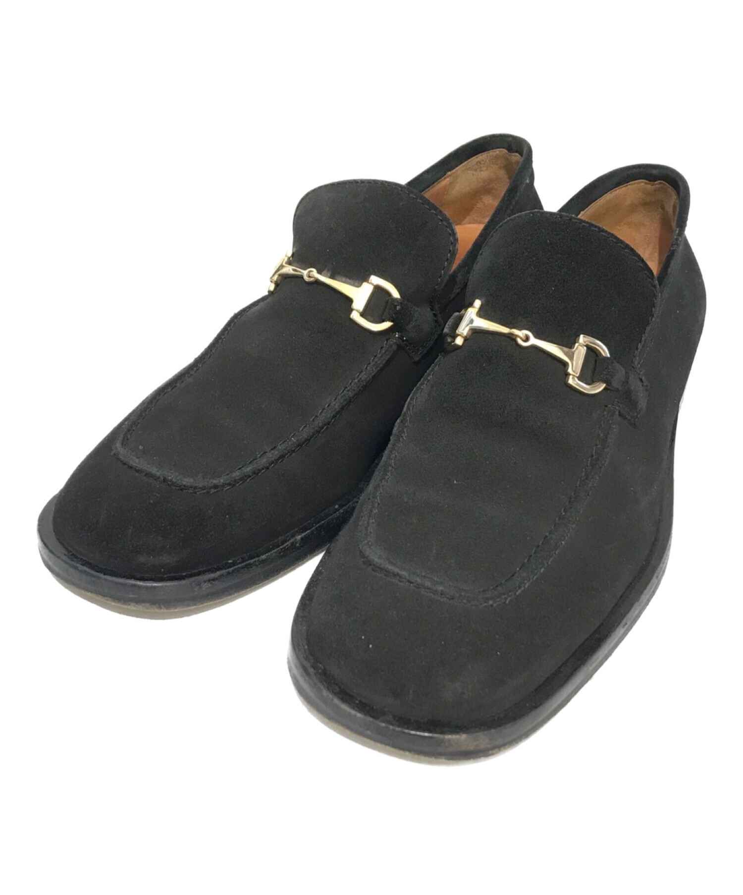 中古・古着通販】GUCCI (グッチ) スエードビットローファー ブラック 