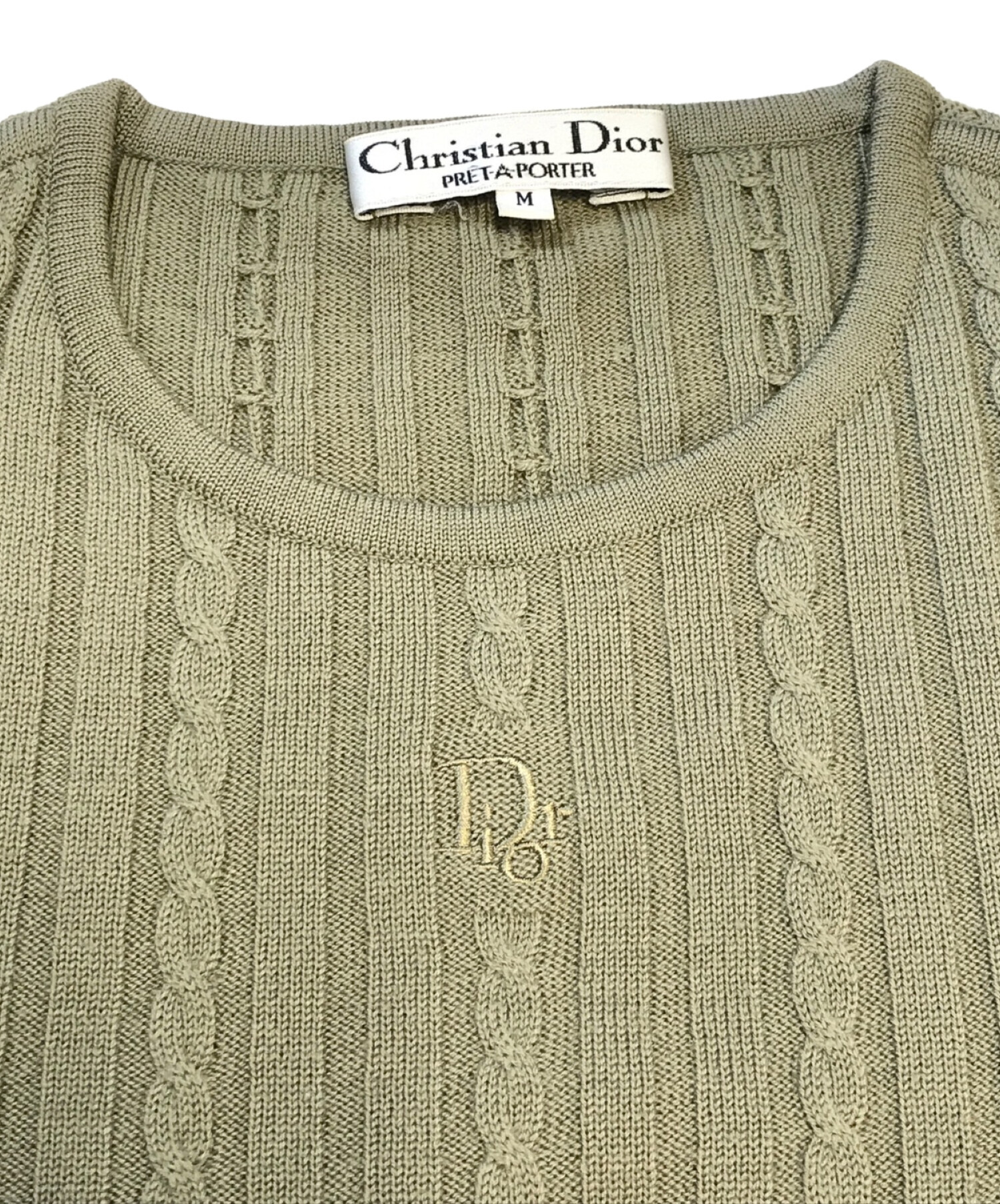 Christian Dior (クリスチャン ディオール) ロゴ刺繍ニット グリーン サイズ:M