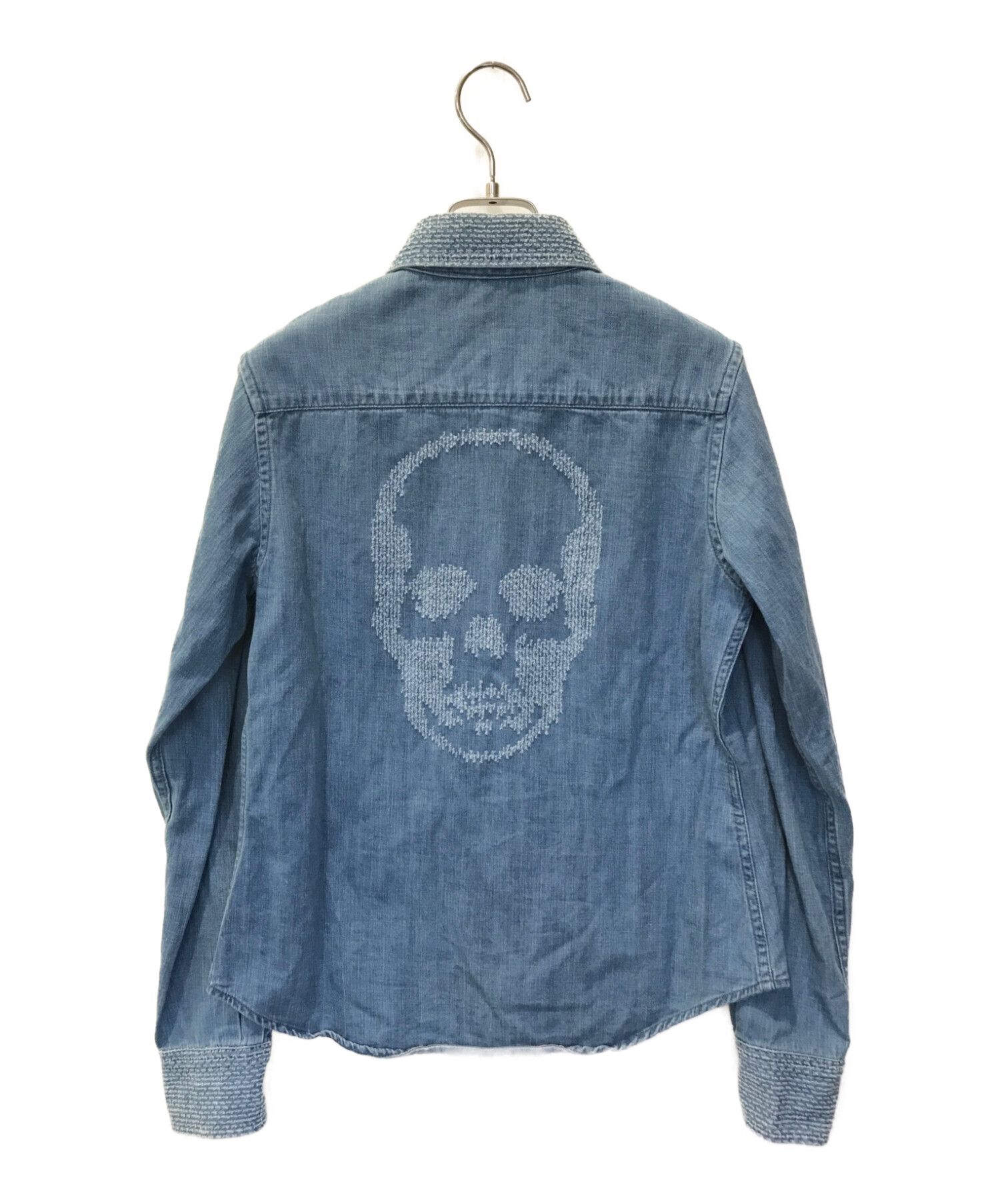 ☆新品☆ルシアンペラフィネ デニムシャツ クリスタルスカル バック 