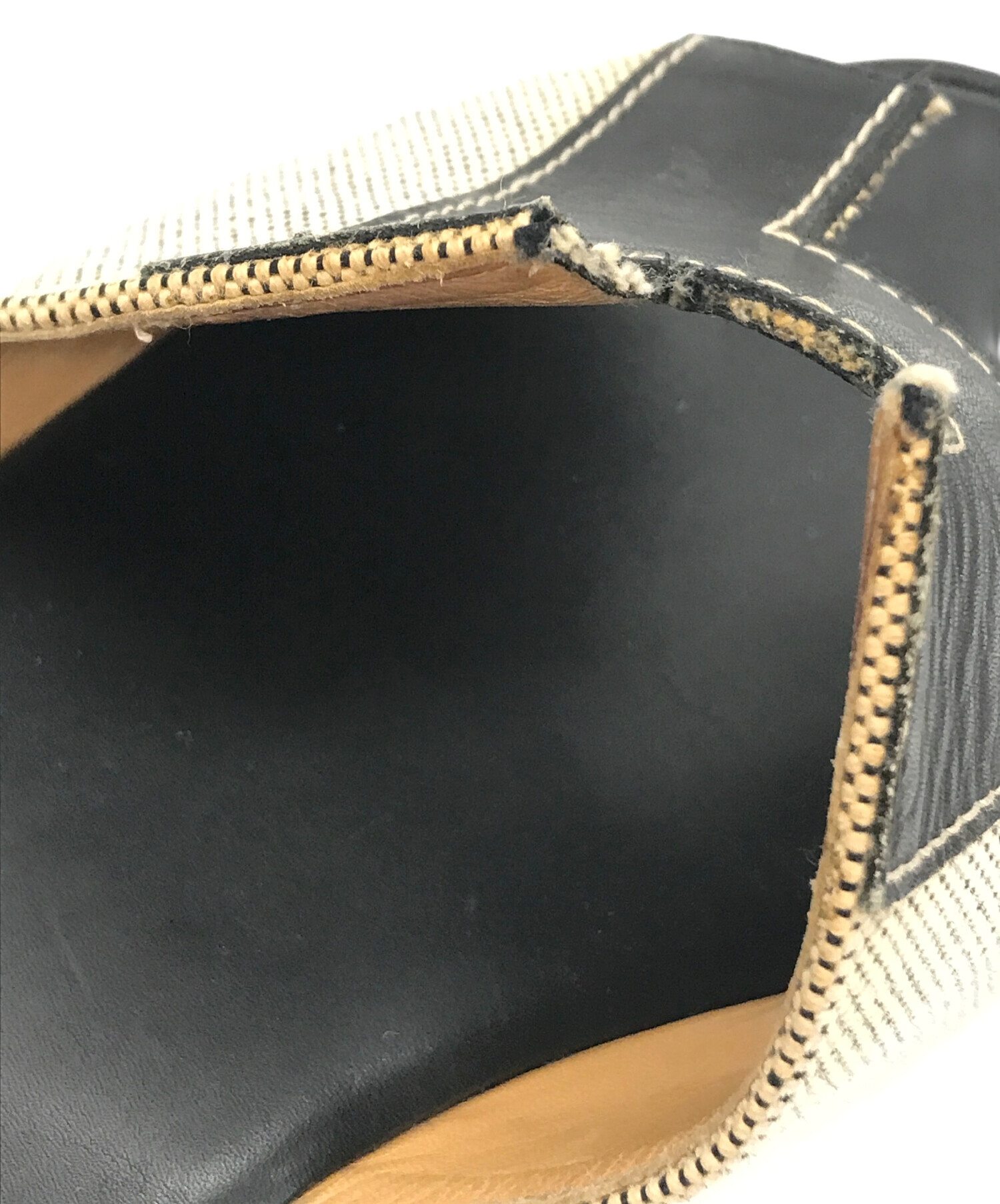 中古・古着通販】HERMES (エルメス) レザーキャンバスコンビサンダル 