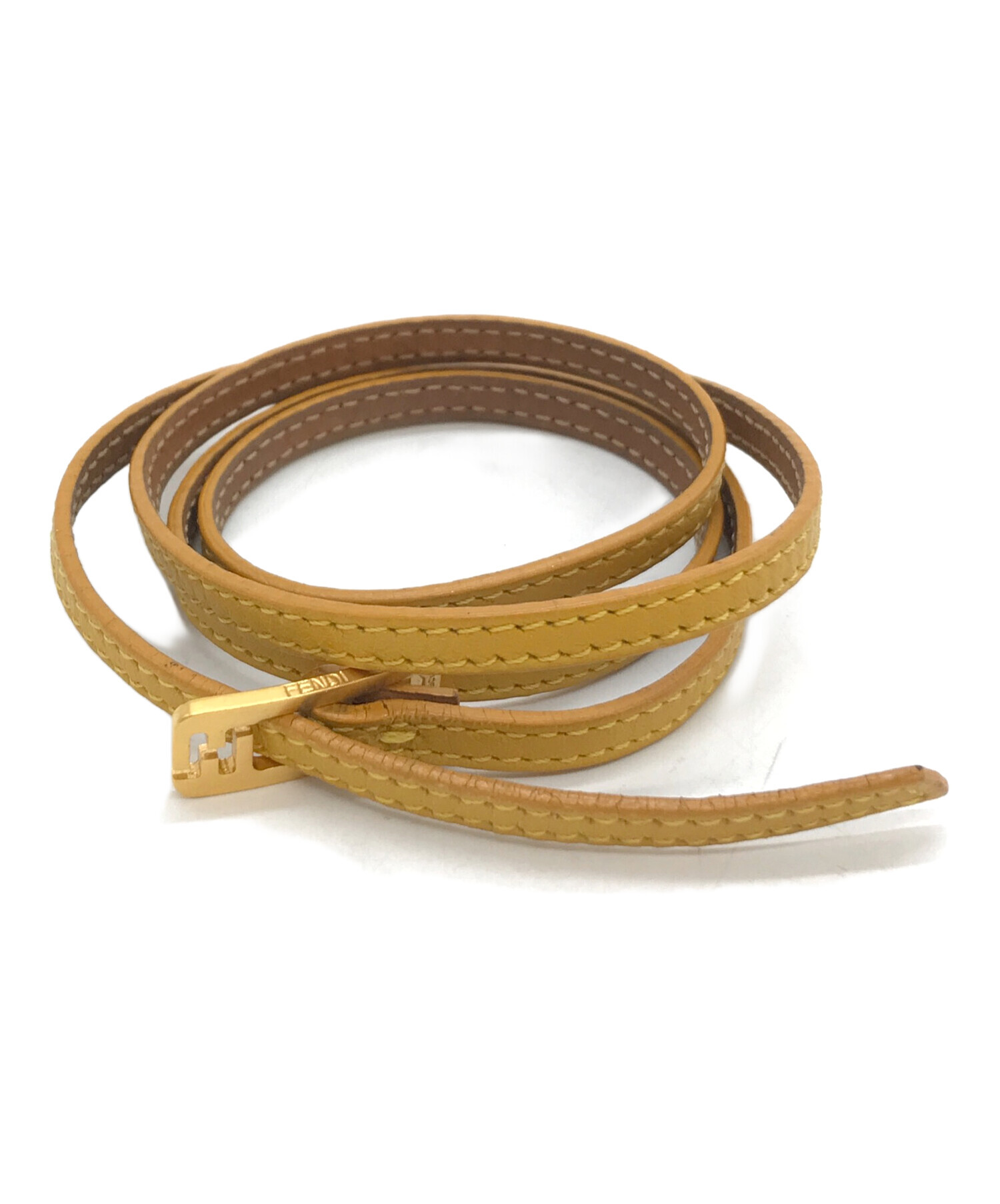 中古・古着通販】FENDI (フェンディ) レザーストラップ イエロー 