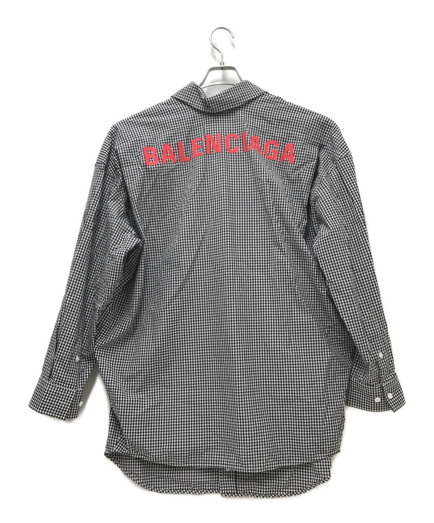 BALENCIAGA (バレンシアガ) バックロゴオーバーサイズシャツ ブラック サイズ:34