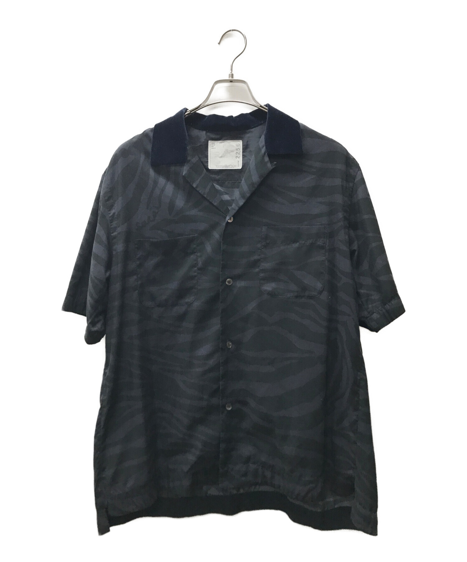 sacai (サカイ) ゼブラシャツ / ゼブラプリント半袖シャツ ネイビー サイズ:SIZE 3