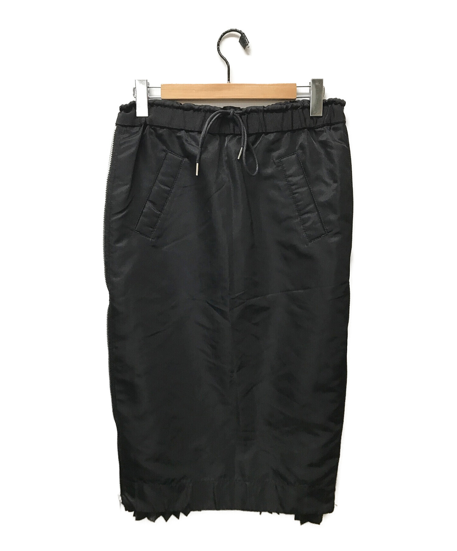 sacai (サカイ) サイドプリーツMA-1スカート ブラック サイズ:2