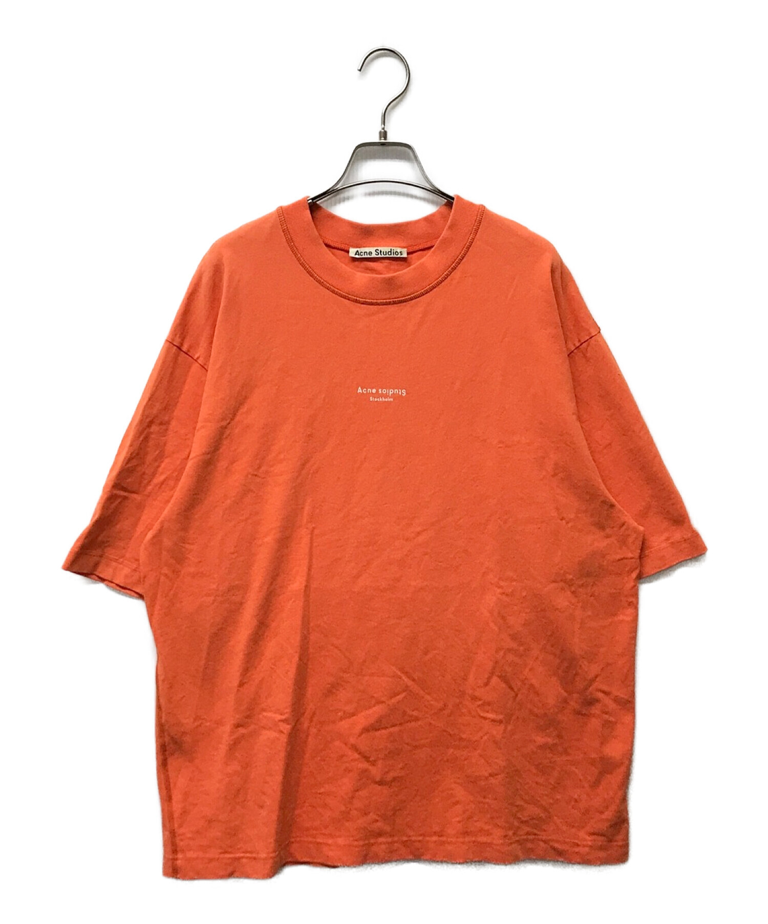 Acne studios (アクネストゥディオス) リバースロゴプリントTシャツ オレンジ サイズ:M