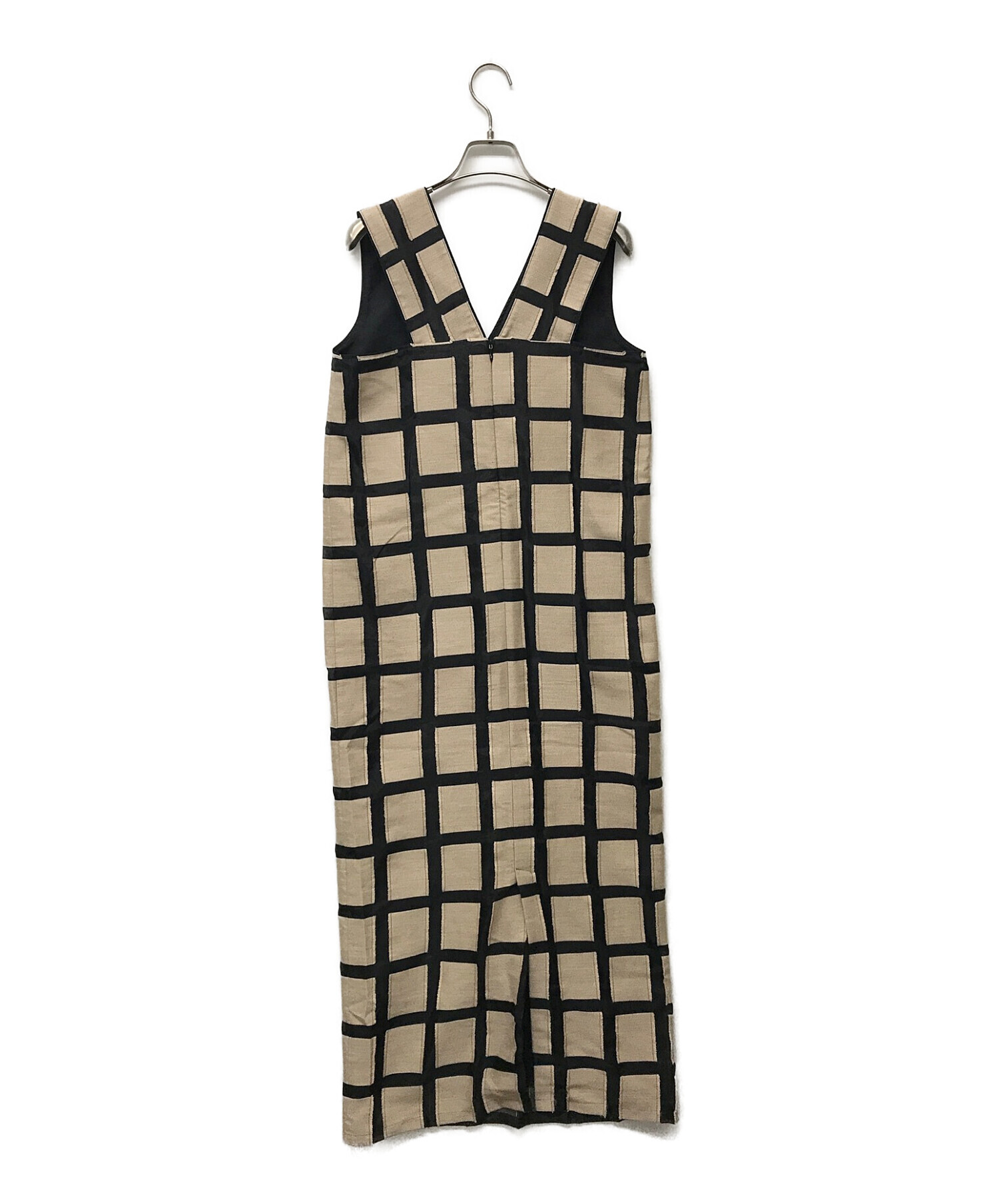 Louren (ローレン) geometric jacquard pencil dress（ジオメトリックジャガードペンシルドレス）  ブラック×ベージュ サイズ:M