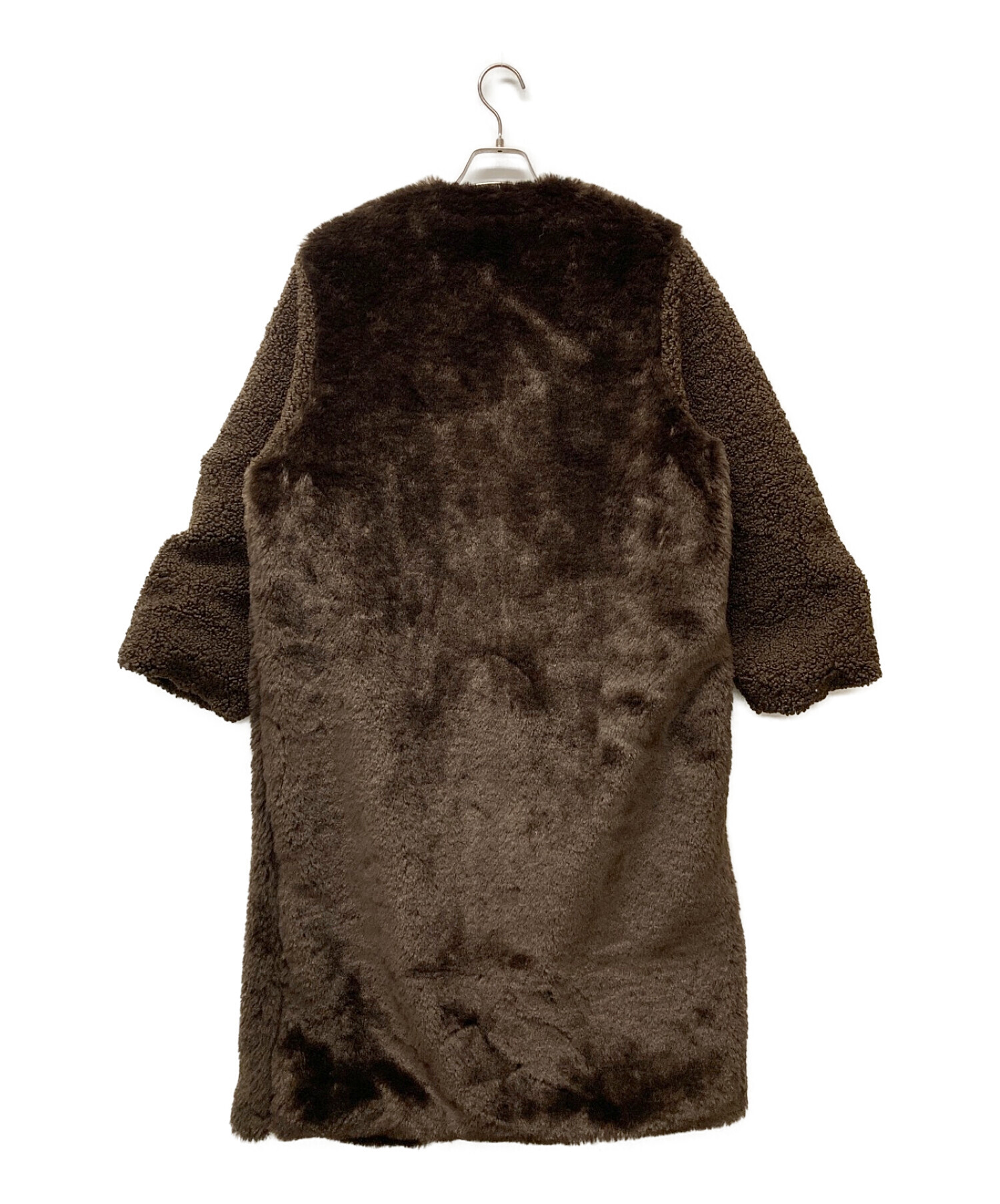 中古・古着通販】CLANE (クラネ) MIX FUR COCOON COAT ブラウン サイズ 