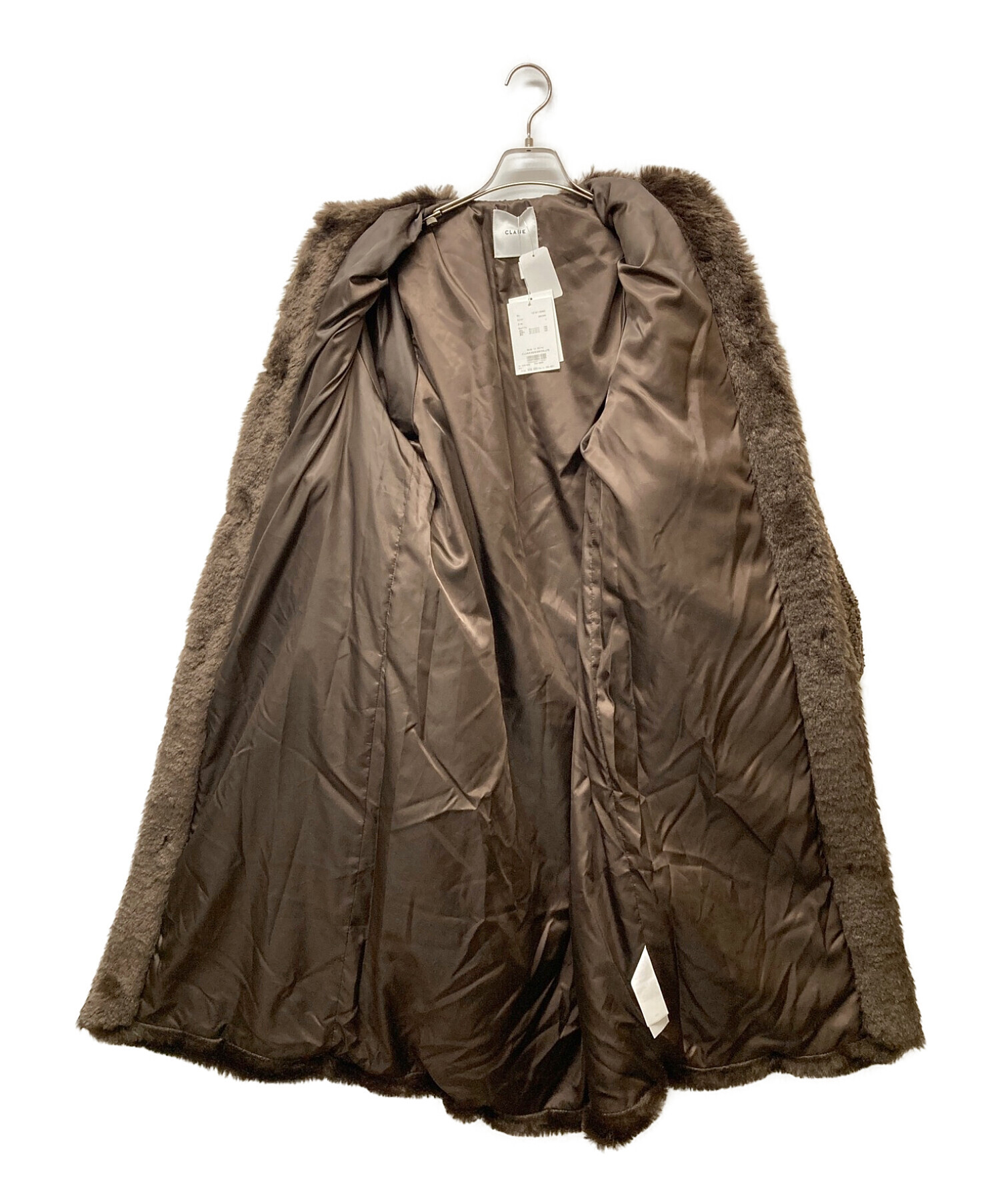中古・古着通販】CLANE (クラネ) MIX FUR COCOON COAT ブラウン サイズ 