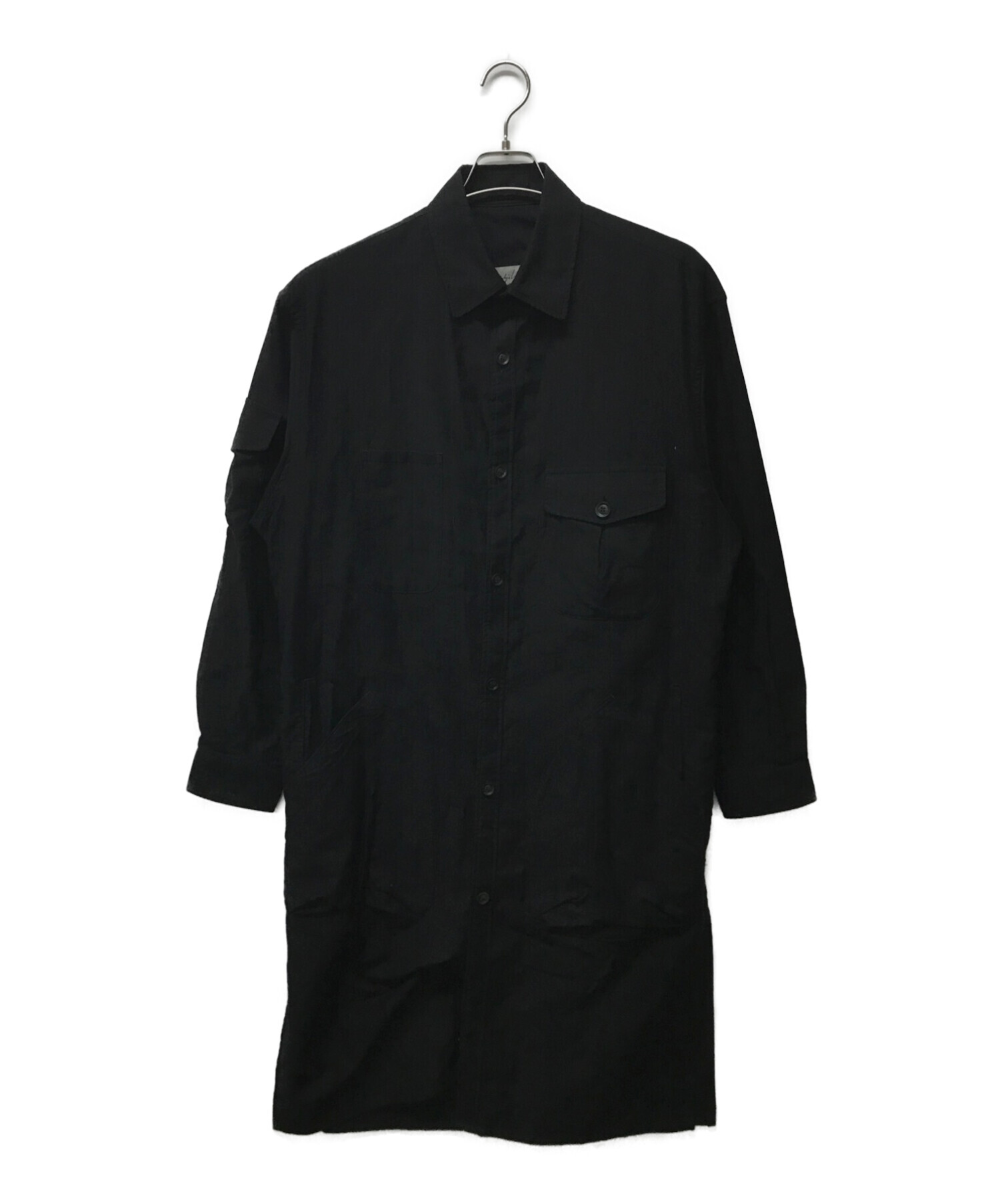 Yohji Yamamoto pour homme (ヨウジヤマモト プールオム) コットンツイルビッグポケットシャツ ブラック サイズ:1