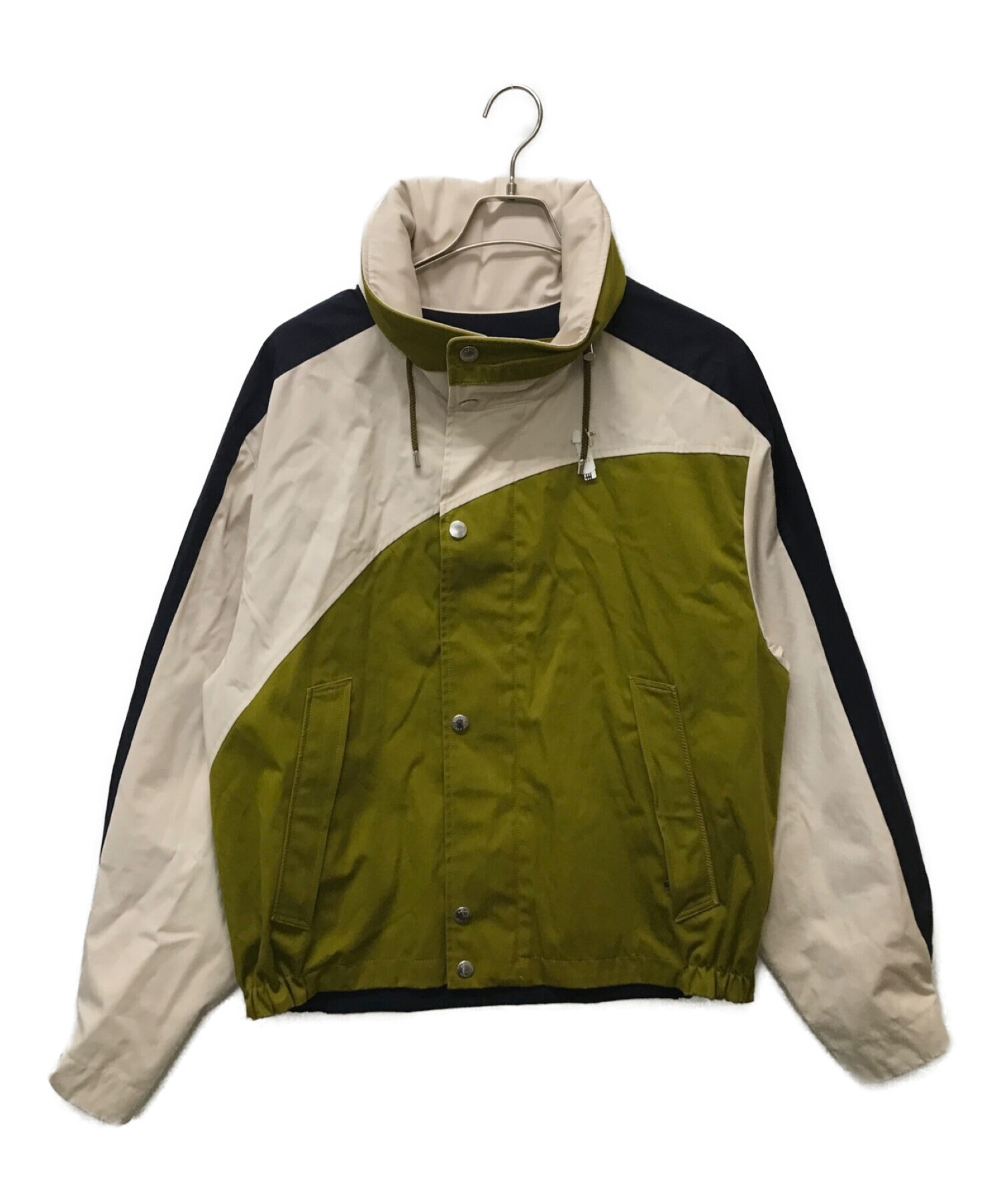 KENZO (ケンゾー) Coated Cotton Colorblock Jacket ホワイト×グリーン サイズ:L