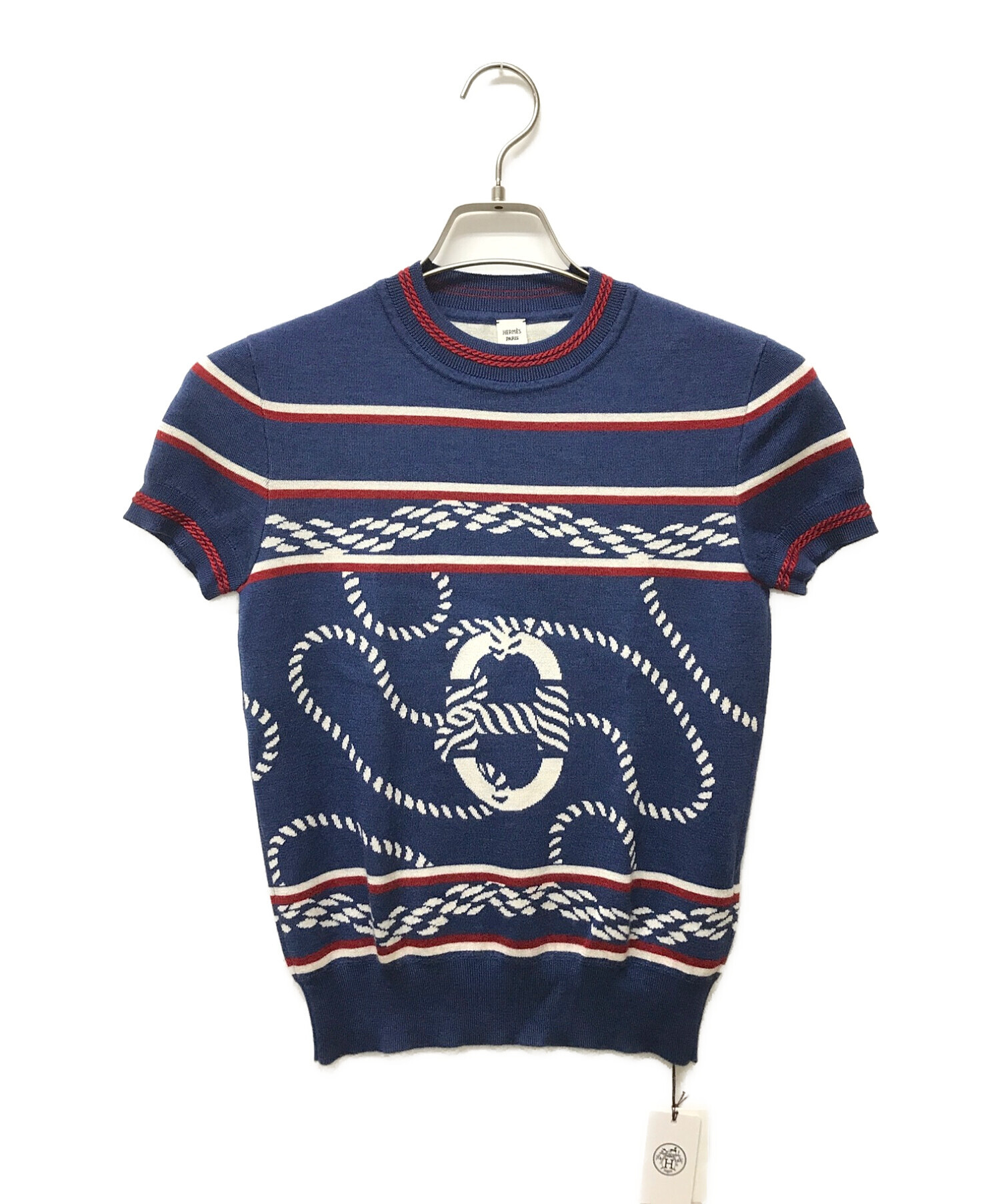 Hermes エルメスショートスリーブニット ネイビー