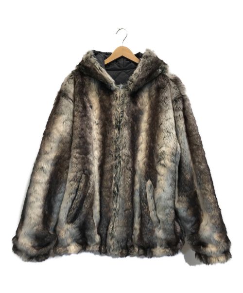 新品 青L 20AW Faux Fur Reversible Hooded