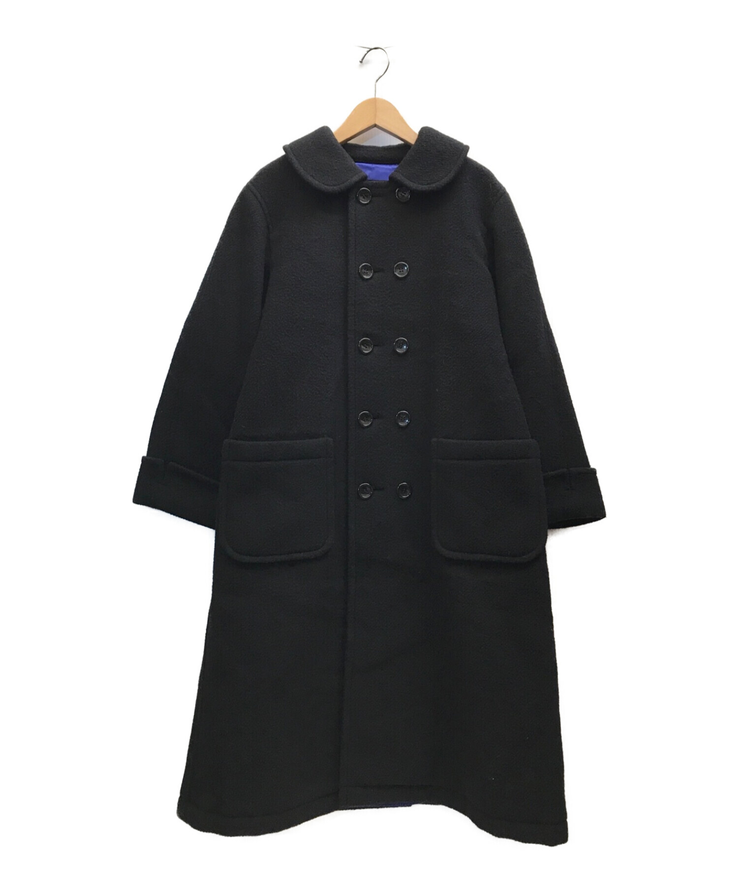【AD2009】トリココムデギャルソン 丸襟 ウールコート ブラック