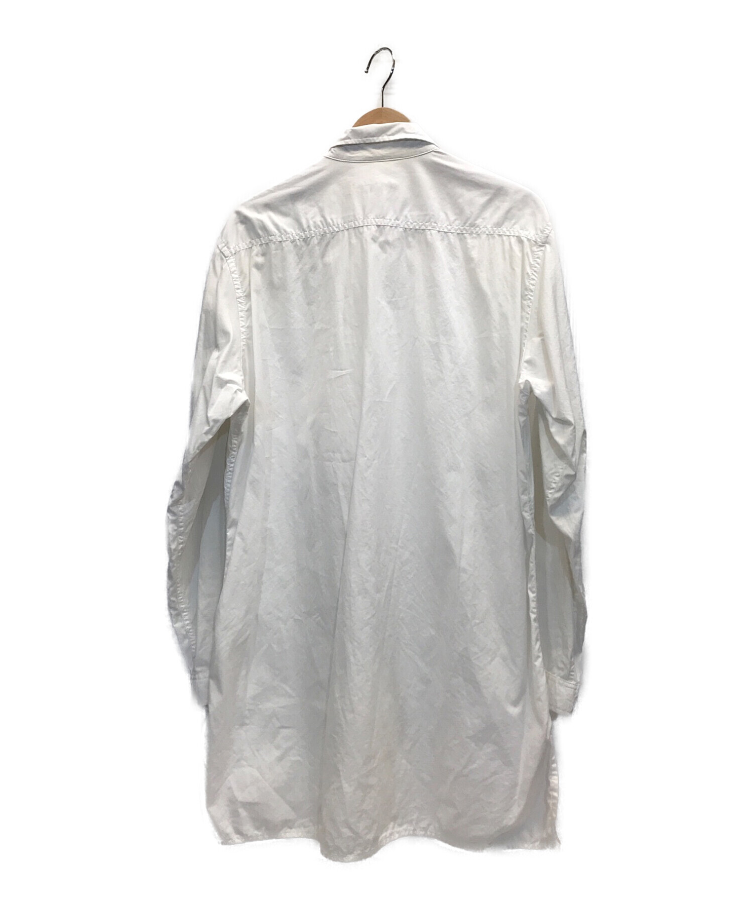 Yohji Yamamoto pour homme ヨウジヤマモトプールオム 台襟ロングカラー環縫いシャツ ホワイト サイズ:2