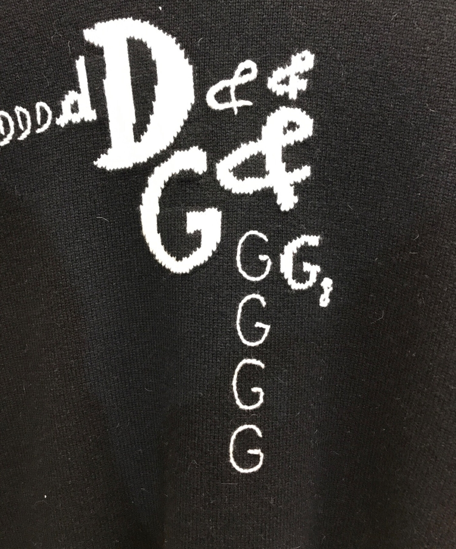 【ABランク】Dolce & Gabbana ドルチェ＆ガッバーナ D&Gロゴ インターシャセーター GXG69TJBVD8  ウール100％ ブラック サイズM ニット【ISEYA】