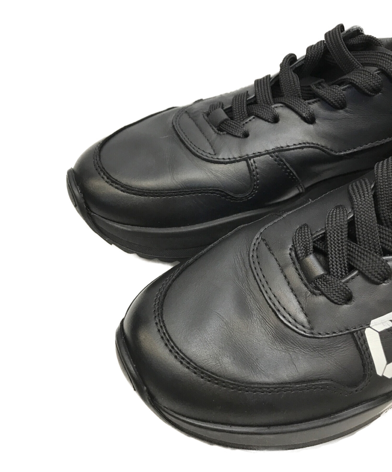 DSQUARED2 (ディースクエアード) LACE-UP LOW TOP SNEAKERS プリントレザースニーカー ブラック サイズ:42