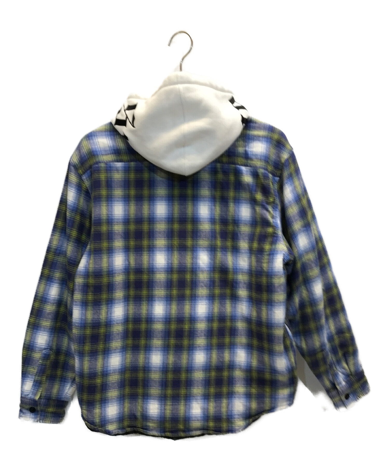 Supreme (シュプリーム) 21AW Hooded Flannel Zip Up Shirt　フーディー フランネル ジップ アップ シャツ　 レイヤードシャツパーカー ブルー サイズ:S