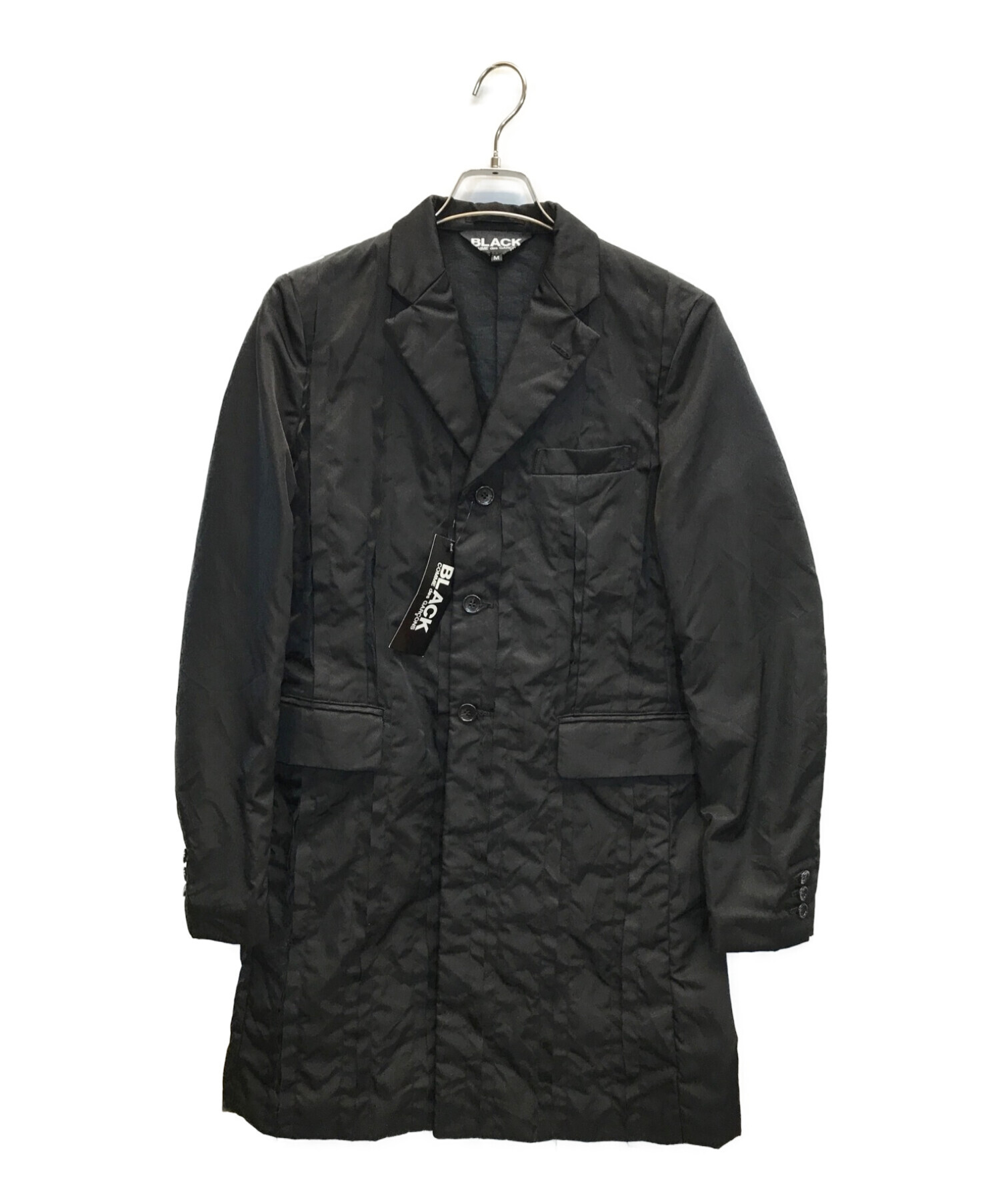 BLACK COMME des GARCONS (ブラックコムデギャルソン) プリーツ ロングコート ブラック サイズ:M 未使用品