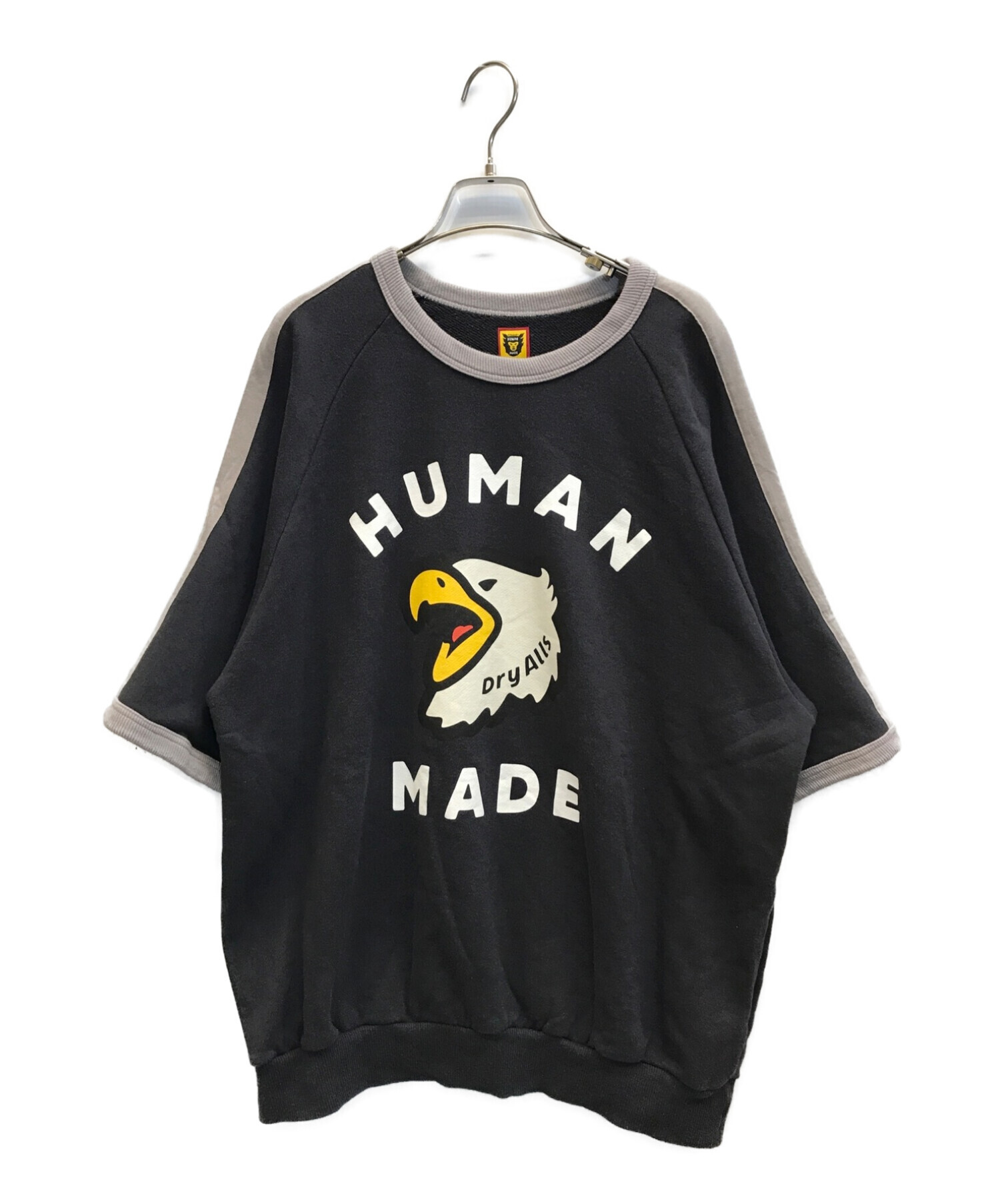 HUMAN MADE (ヒューマンメイド) S/S SWEATSHIRT　ロゴプリント半袖スウェット ブラック サイズ:XL