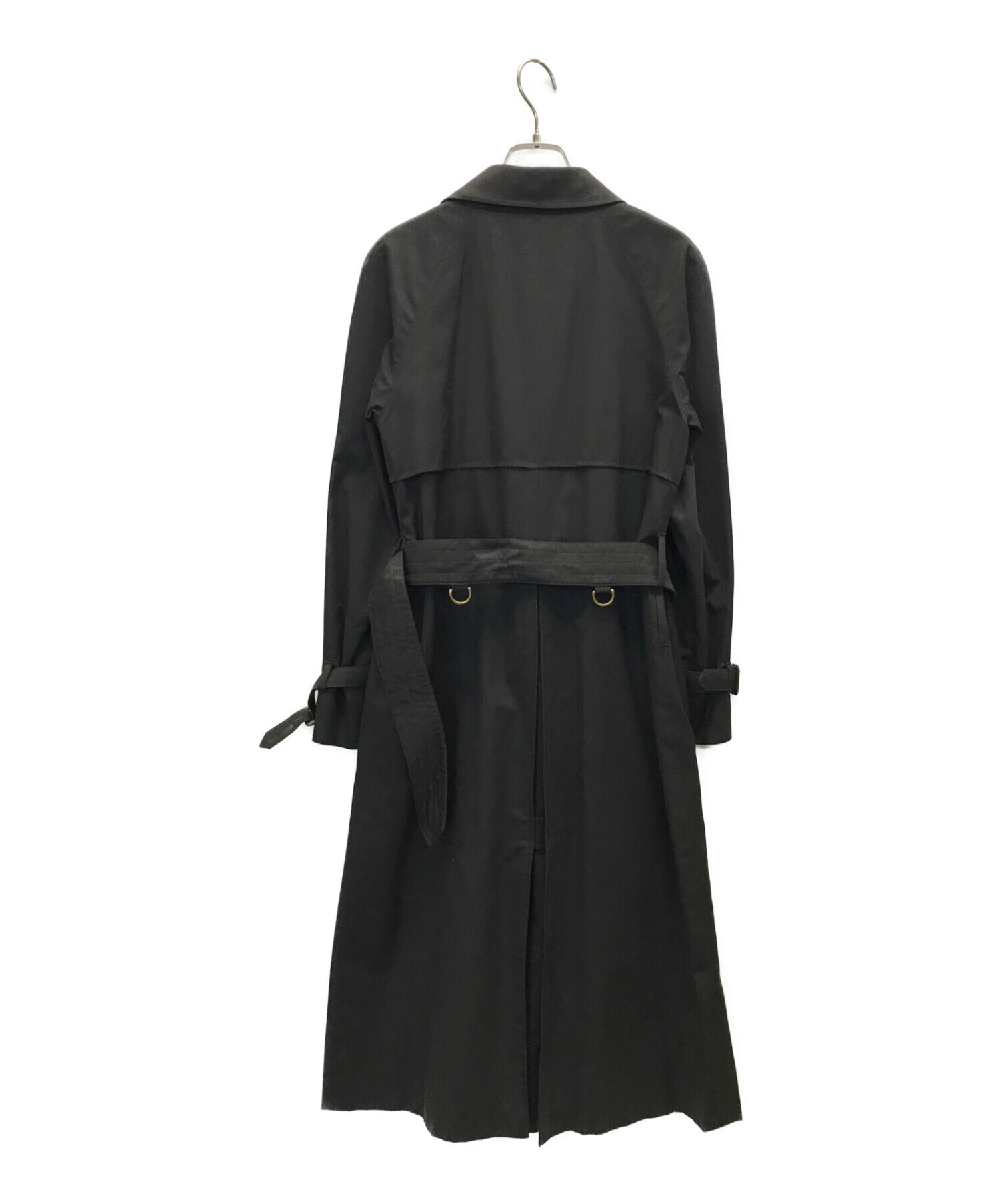 Aquascutum (アクアスキュータム) ベルテッドロングトレンチコート ブラック サイズ:6REG