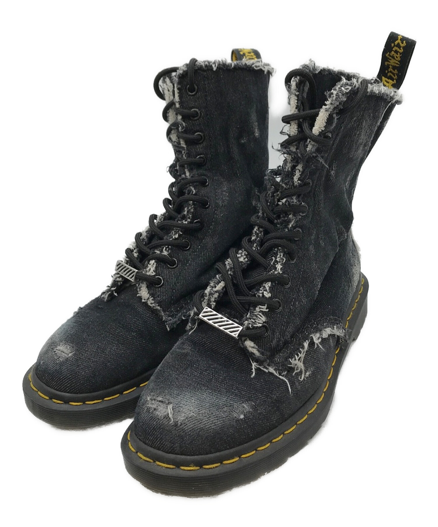 OFF-WHITE×Dr.Martens bleach-denim boots