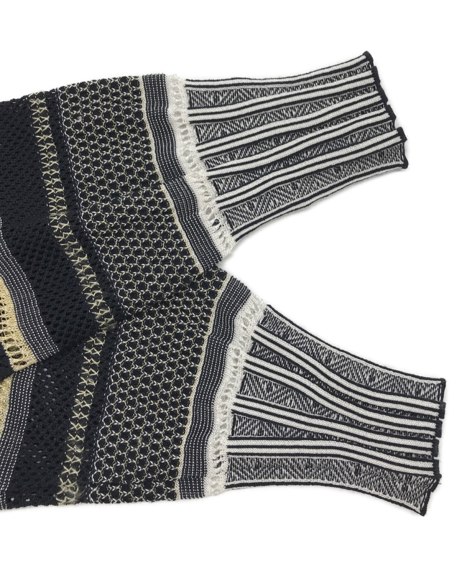 Mame Kurogouchi (マメクロゴウチ) 19SS Sash Jacquard Knit Pullover　ジャガードニット ブラック  サイズ:1