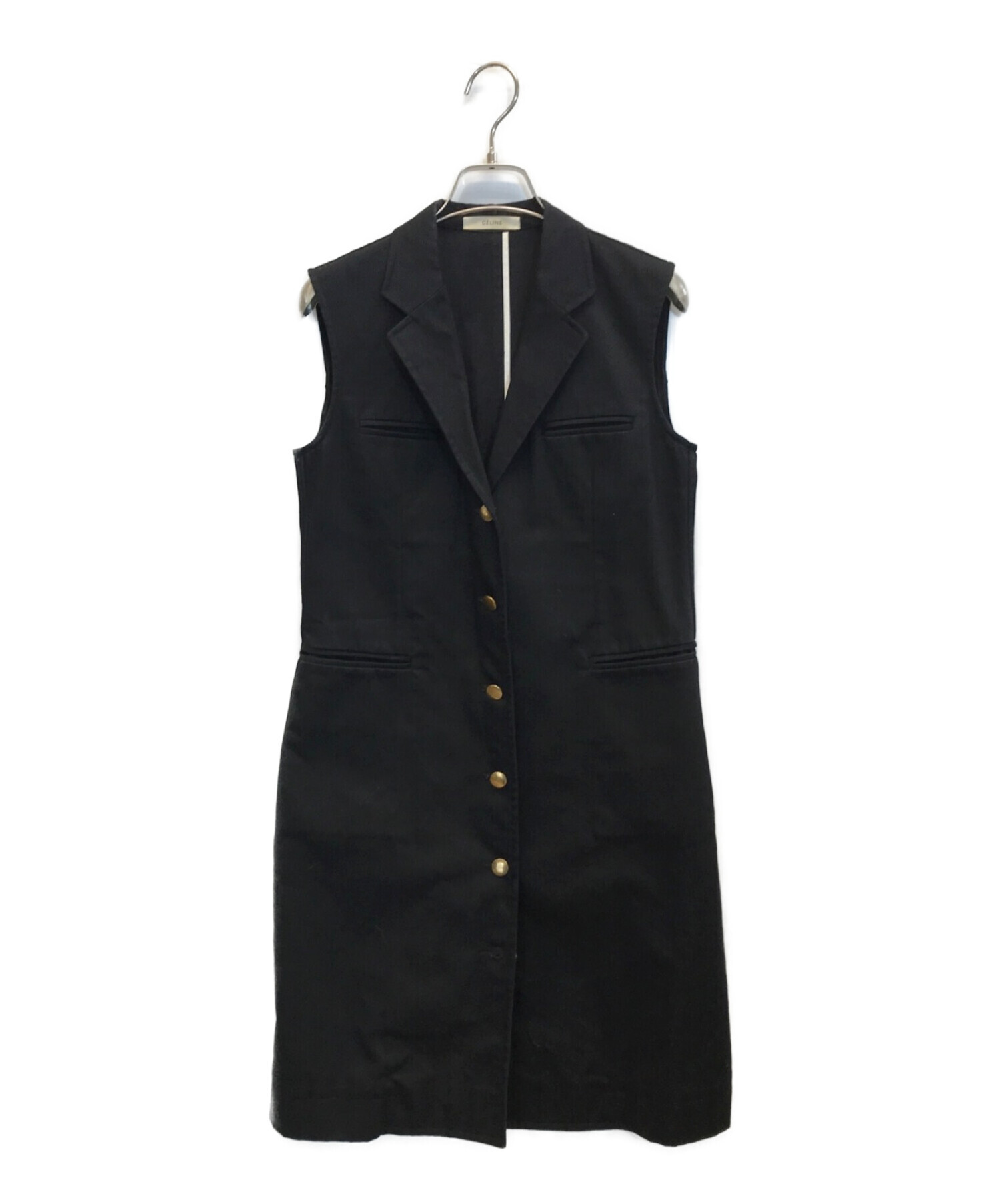 中古・古着通販】CELINE (セリーヌ) ロングジレ ブラック サイズ:36 