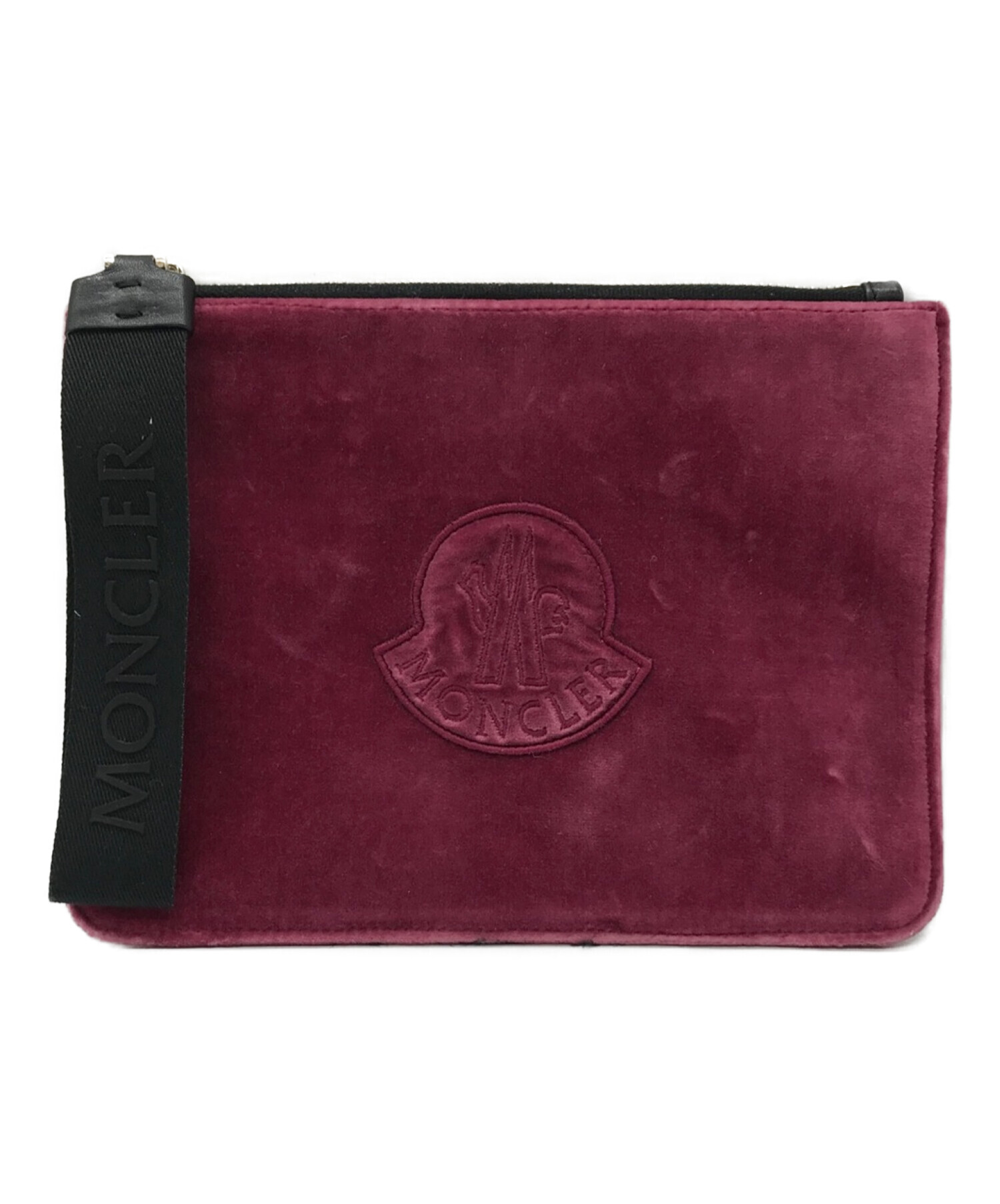 MONCLER (モンクレール) POUCH PM ベロアクラッチバッグ レッド
