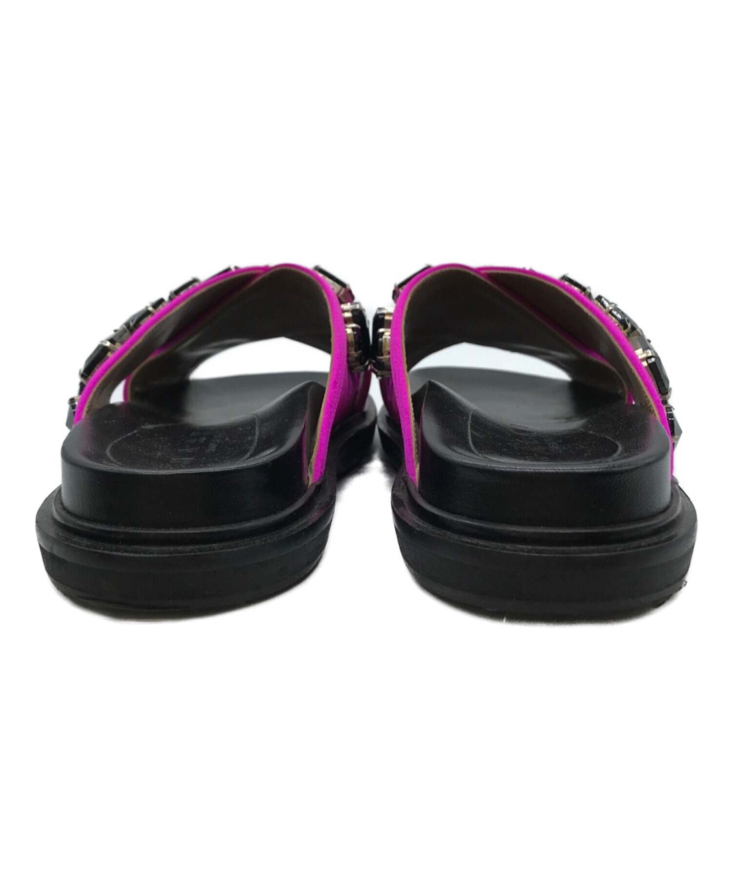 中古・古着通販】MARNI (マルニ) ビジューサンダル ブラック×ピンク 
