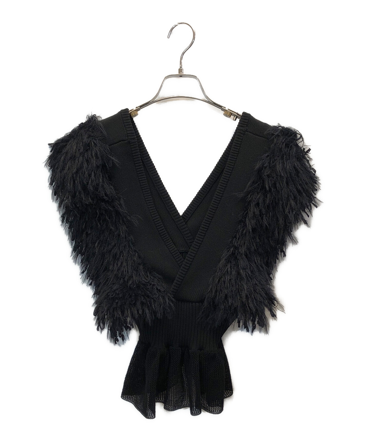 leinwande patchwork ruffled hem top ブラック leinwande Patchwork Ruffled Hem Top leinwande patchwork ruffled