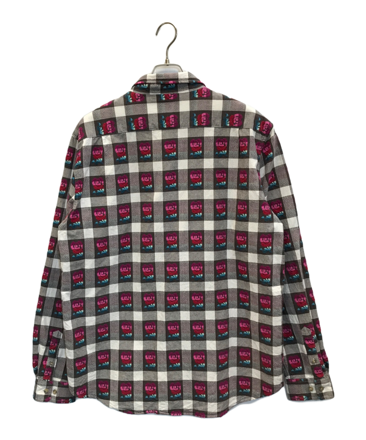 L サイズ Supreme Rose Buffalo Plaid Shirt White シュプリーム シャツ 白 新品未使用 19 ss Supreme シュプリーム 19ss Rose Buffalo Plaid Shirt ローズ バッファロー プライド シャツ レッド系 L中古
