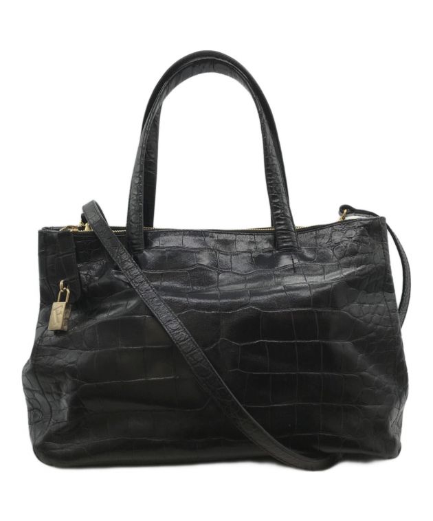中古・古着通販】FURLA (フルラ) クロコ型押し2WAYトートバッグ  
