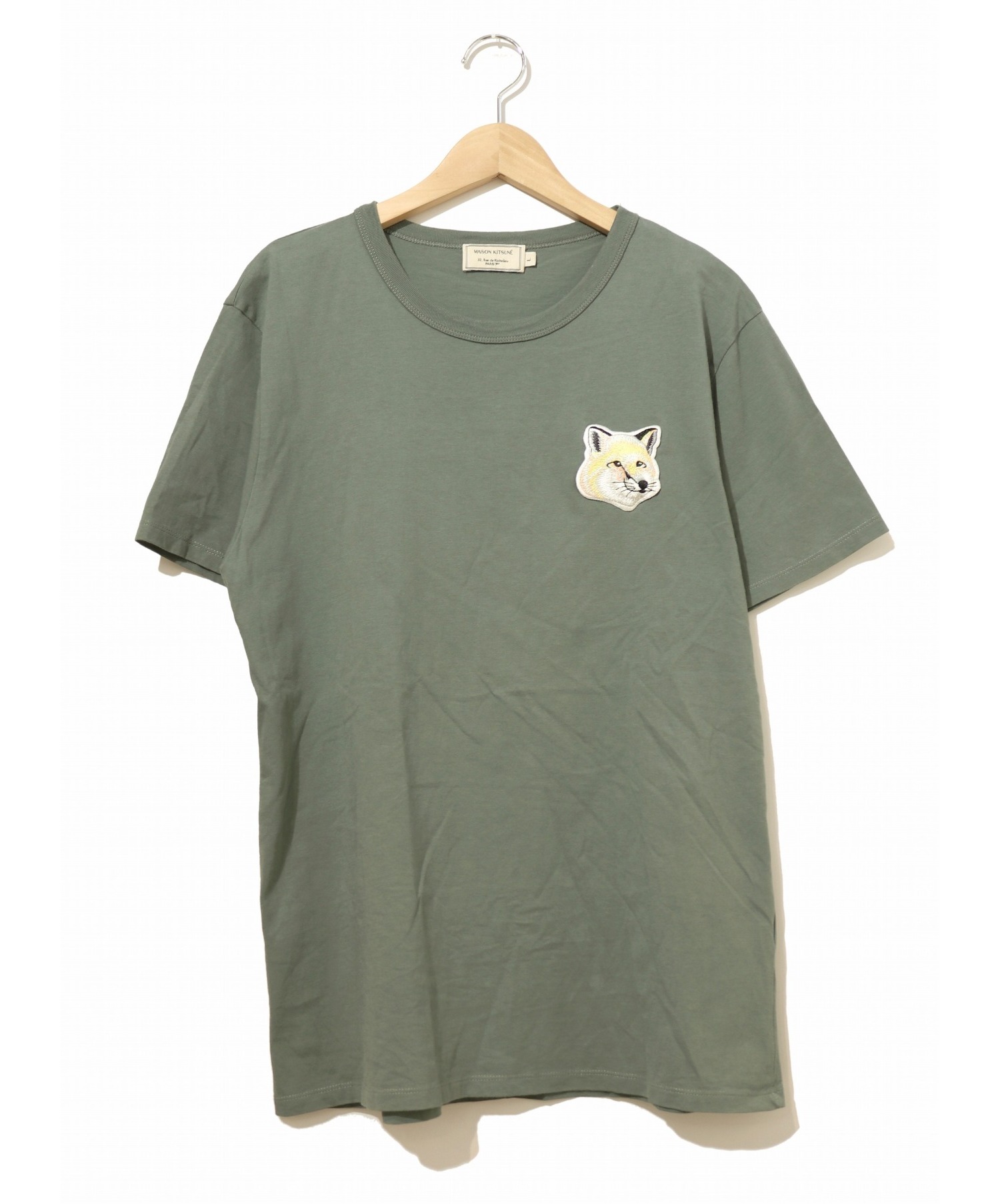 MAISON KITSUNE (メゾンキツネ) エンブロイダリーTシャツ グリーン サイズ:L