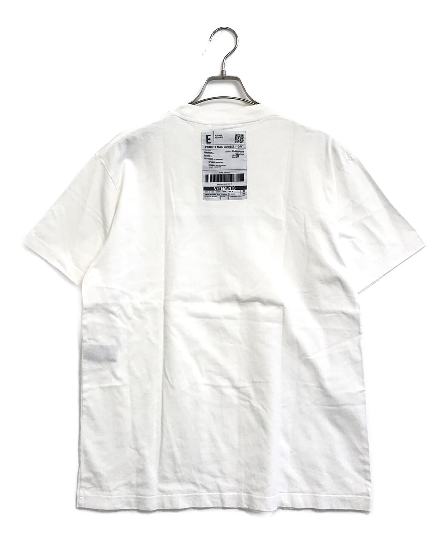 VETEMENTS (ヴェトモン) バーコードパッチロゴプリントTシャツ ホワイト サイズ:S