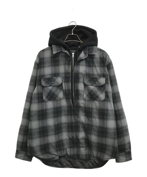 L Supreme Hooded Flannel Zip Up Shirt