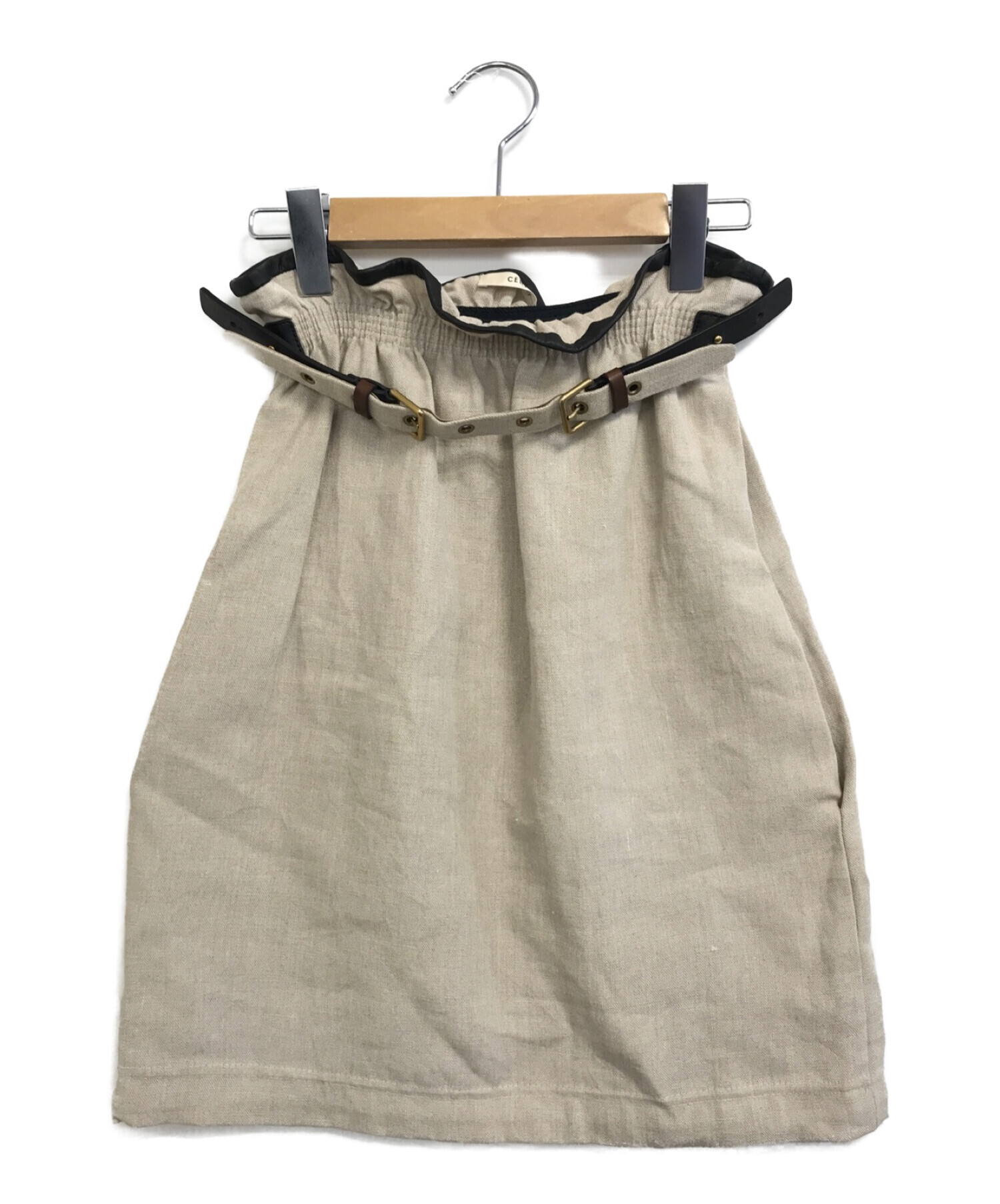 中古・古着通販】CELINE (セリーヌ) [OLD]レザートリムリネンスカート 