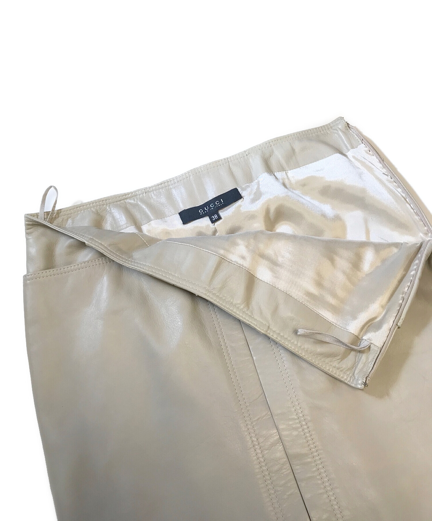 中古・古着通販】GUCCI (グッチ) レザータイトスカート ベージュ  