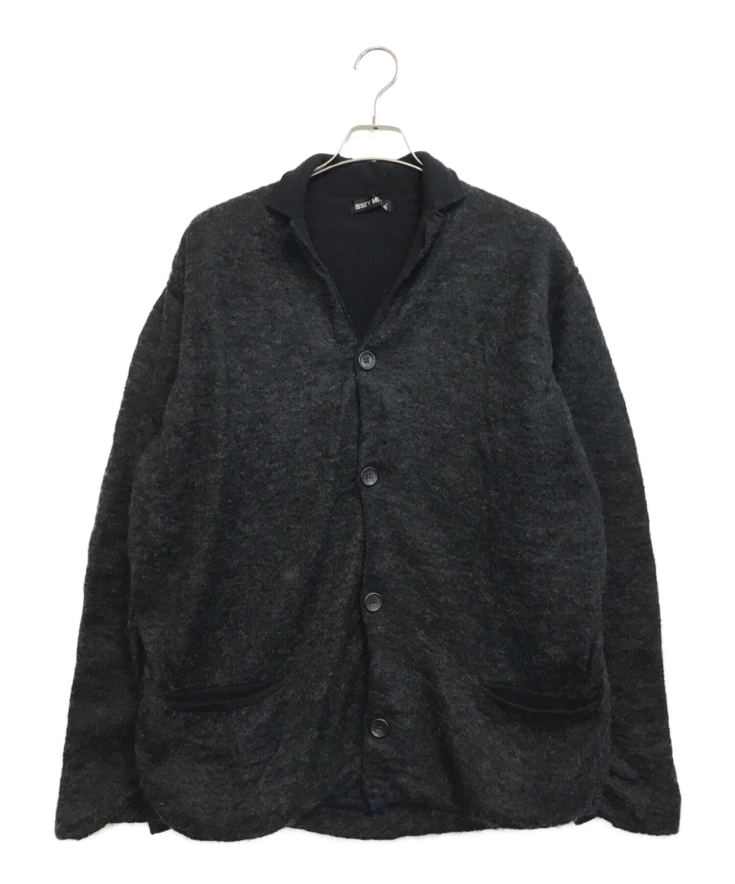 ISSEY MIYAKE (イッセイミヤケ) モヘヤブレンドニットシャツジャケット ブラック サイズ:2