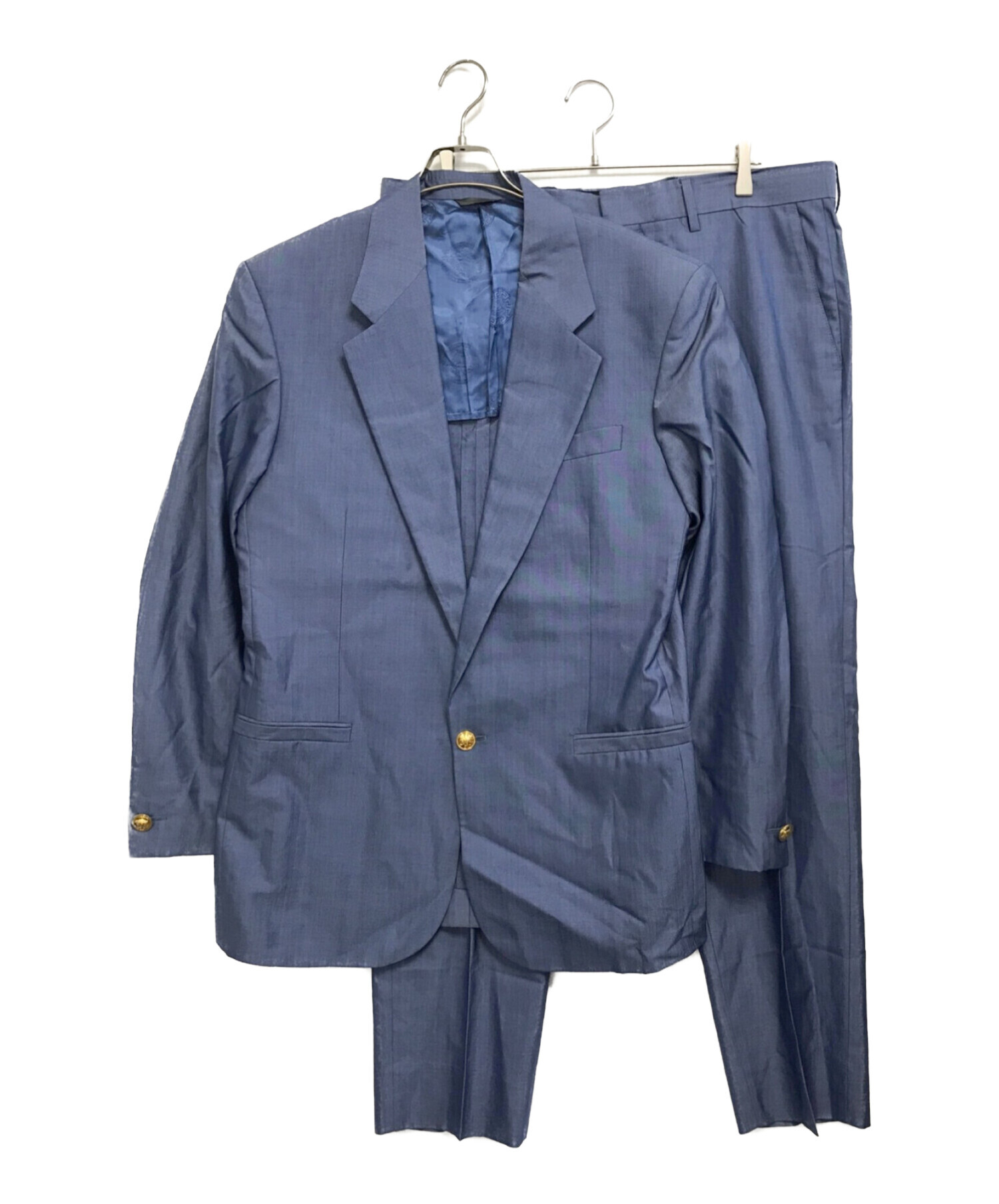 VERSACE (ヴェルサーチェ) メデューサボタンセットアップスーツ ブルー サイズ:52