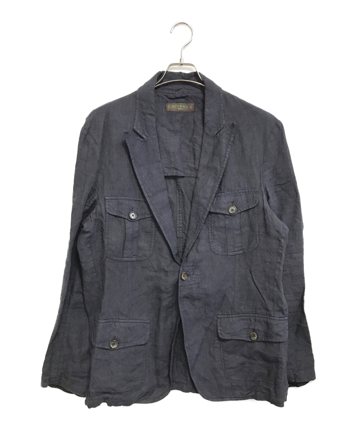 中古・古着通販】ETRO (エトロ) リネンミリタリージャケット ネイビー 