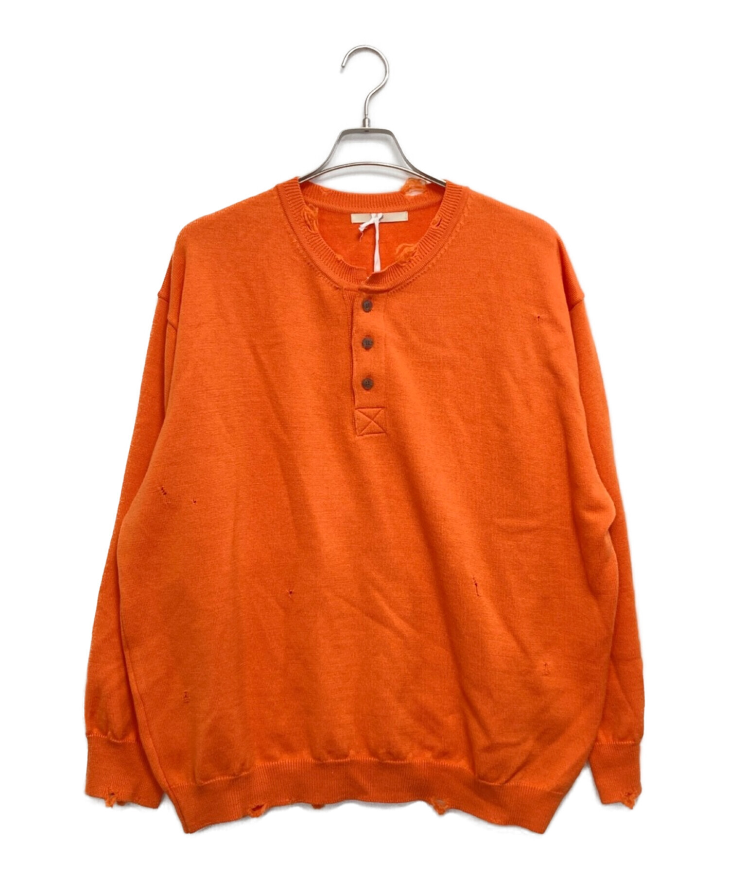 中古・古着通販】mill (ミル) CRASH HENLEY NECK SWEATER オレンジ 