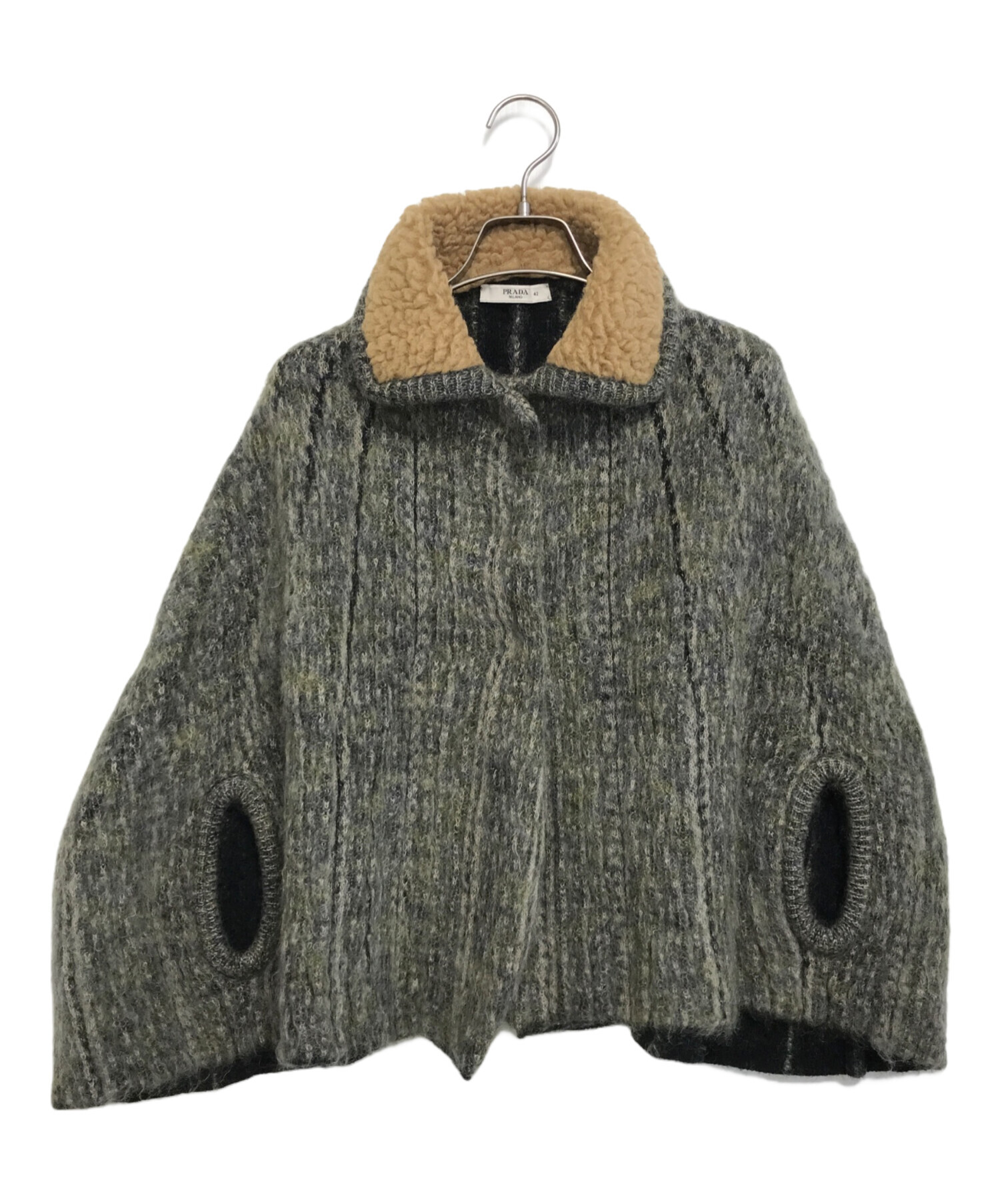 中古・古着通販】PRADA (プラダ) モヘアポンチョ オリーブ サイズ:42 