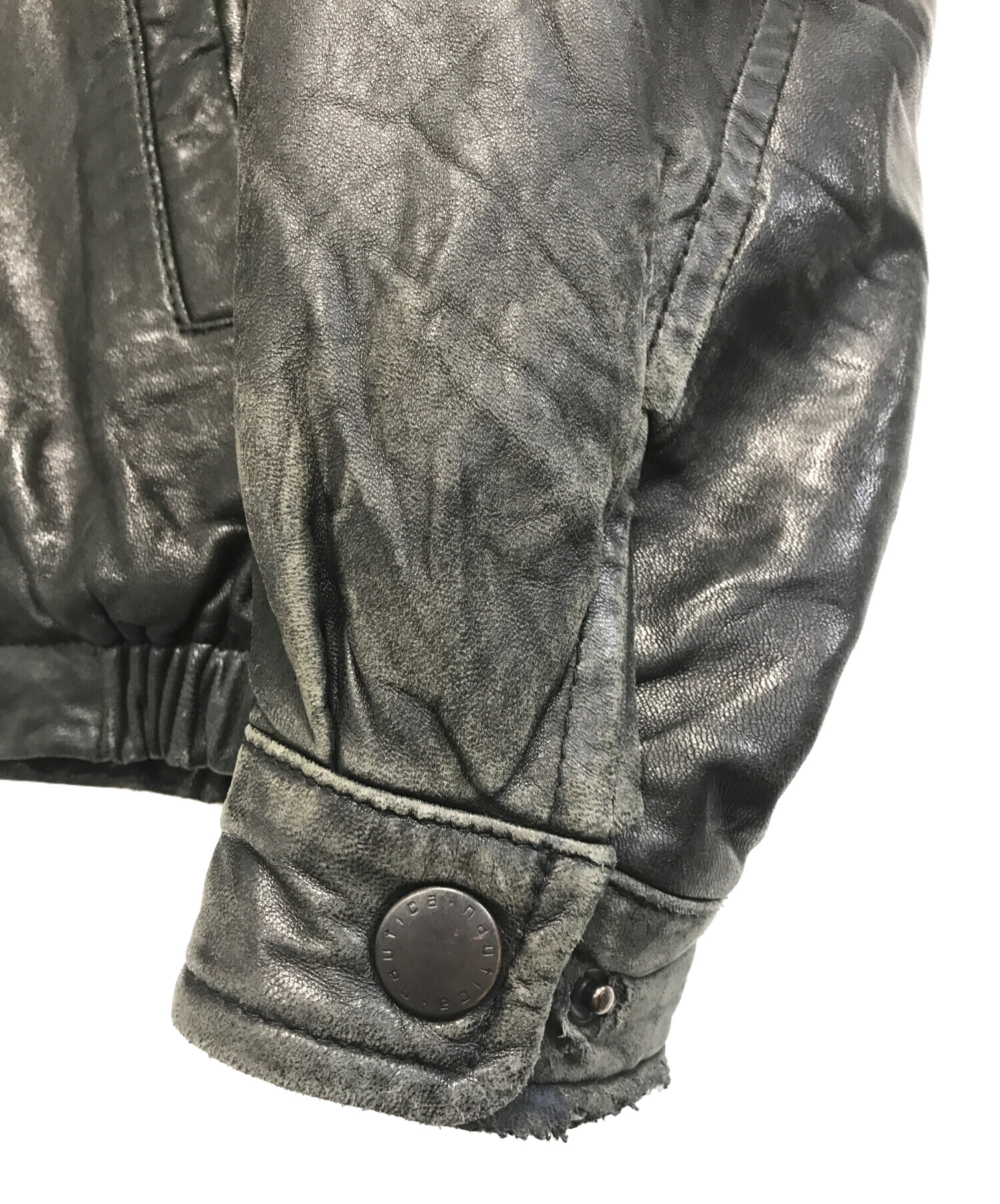 中古・古着通販】NAUTICA (ノーティカ) レザージャケット ブラック 